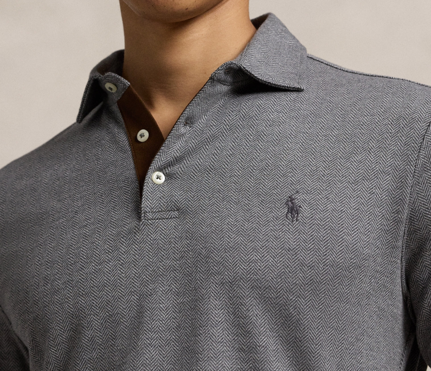 Jacquard Knit Polo-HERRBONEGREY