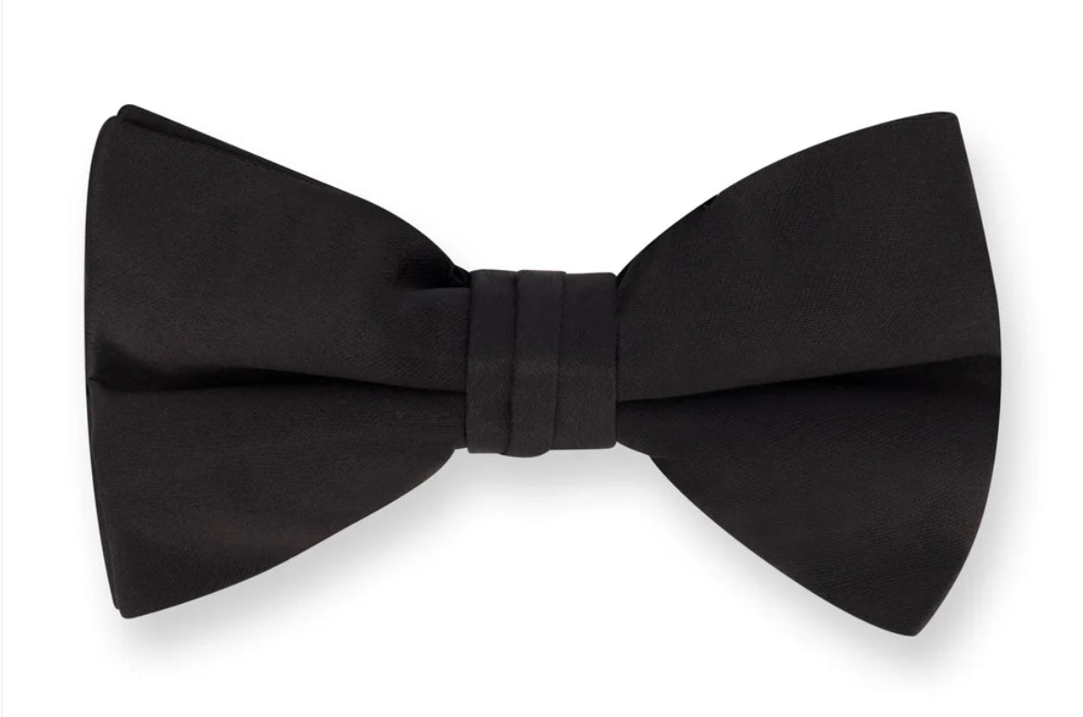 Black Satin Pre-Tied Bow Tie