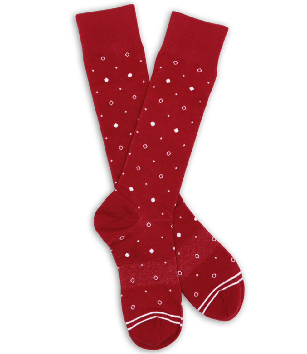 Crimson Mixed Dots Dress Socks