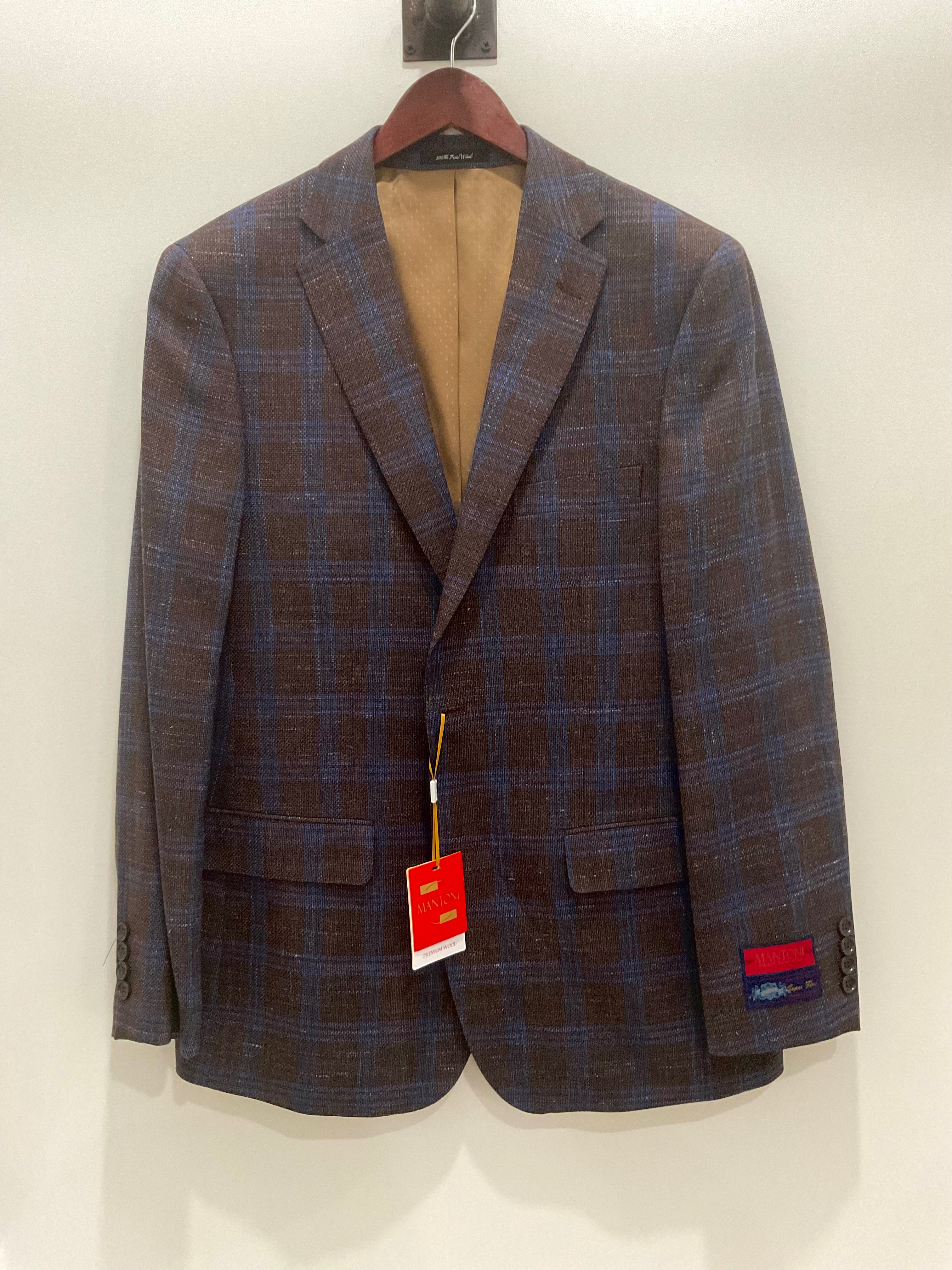 Mantoni Brown/Blue Windowpane Sportcoat