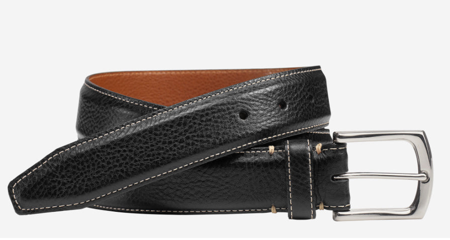 Top Stitched Leather Belt