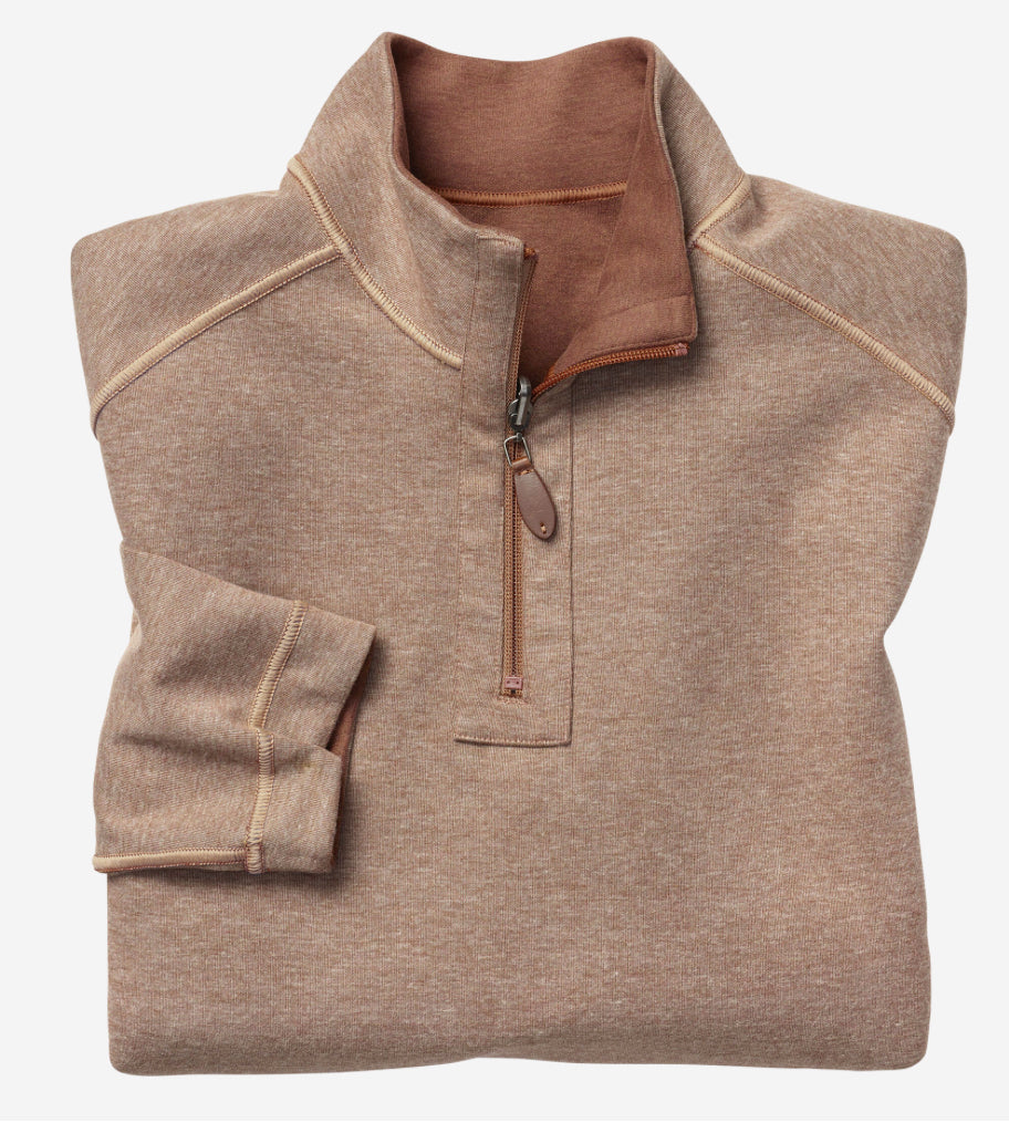 Reversible Quarter Zip - Rust/Oatmeal