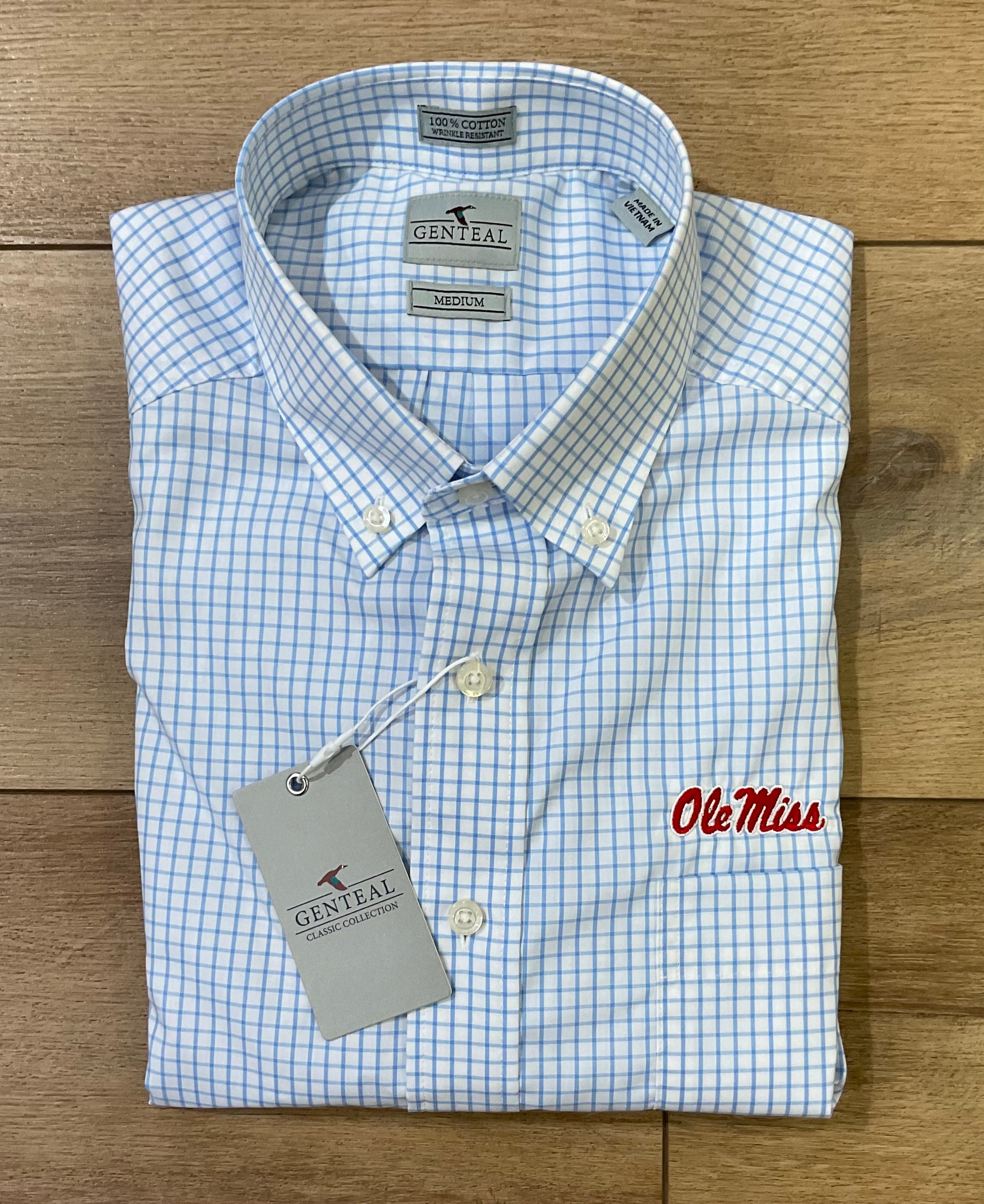 Ole Miss Tattersal Sport Shirt - Heritage Blue
