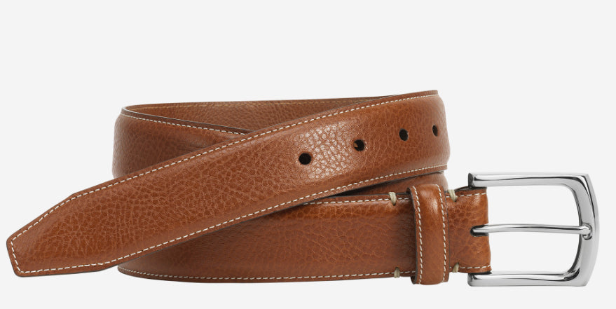 Top Stitched Leather Belt