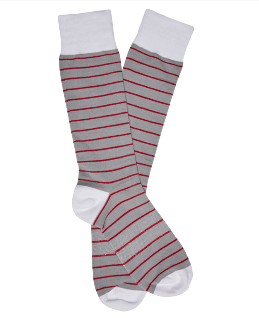 Grey and Crimson Wide Stripe Sock