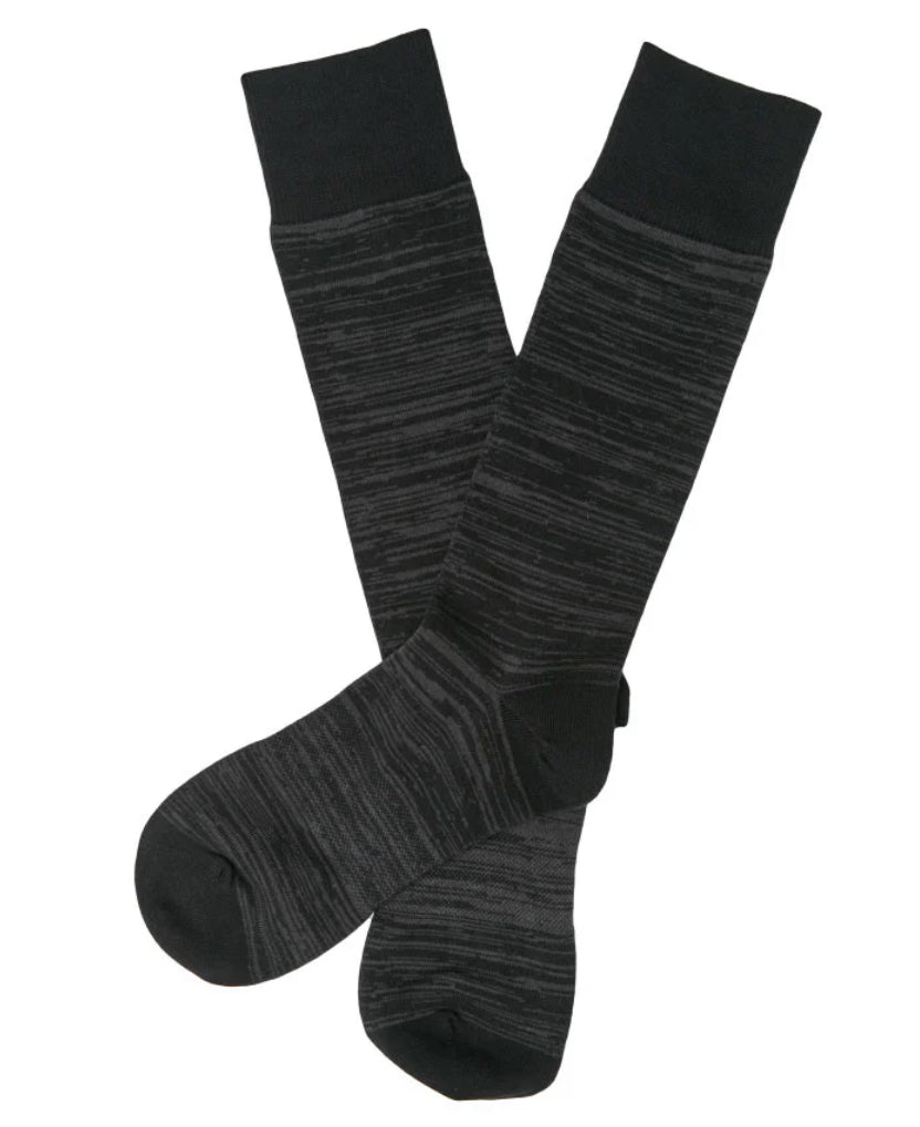 Black Marled Mid Calf Pima Sock