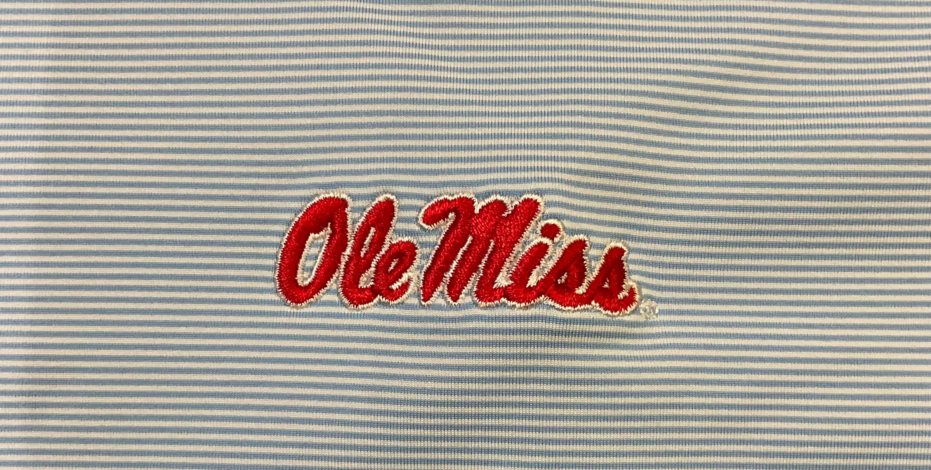 Ole Miss Club Pinstripe Polo - Heritage Blue