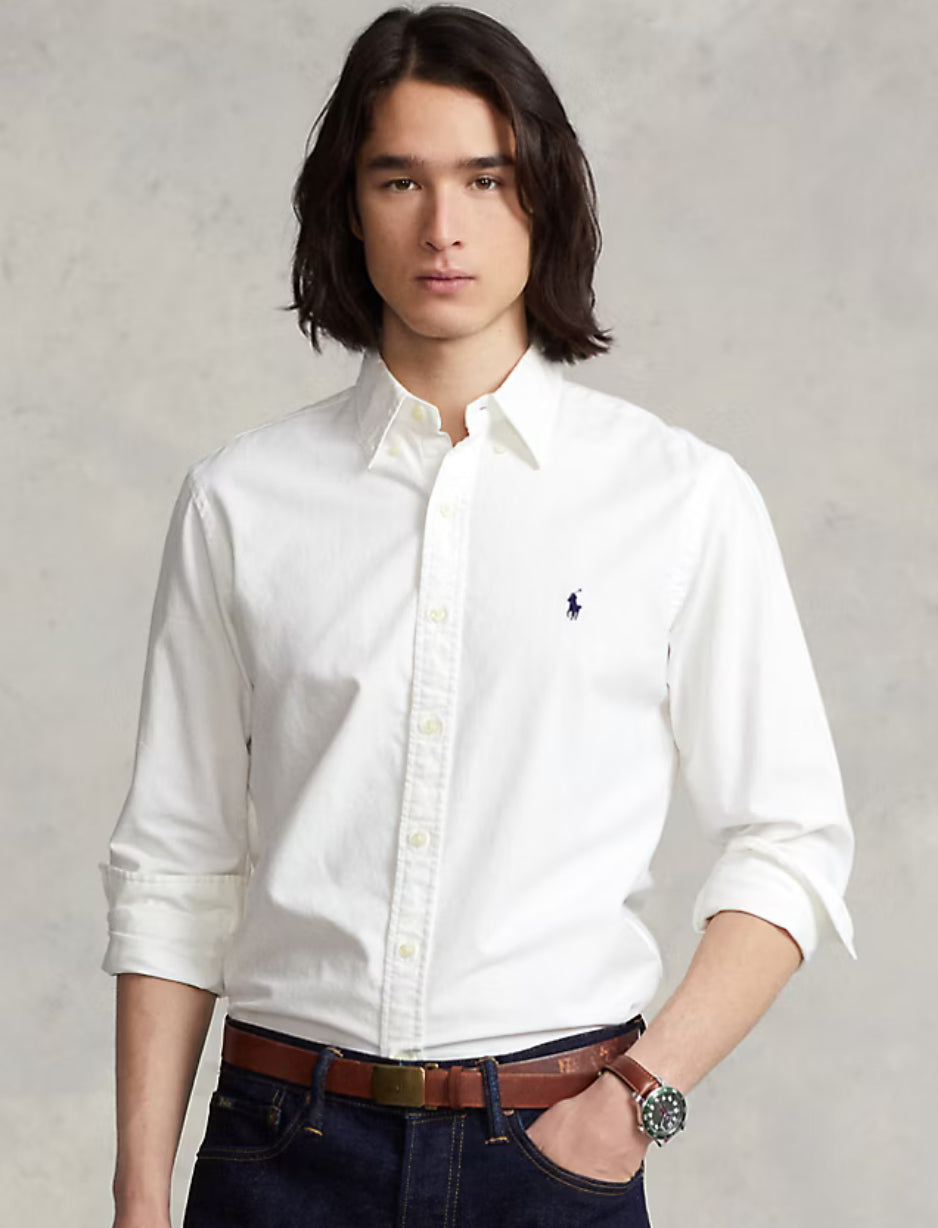 Garment Dyed Oxford Shirt - White