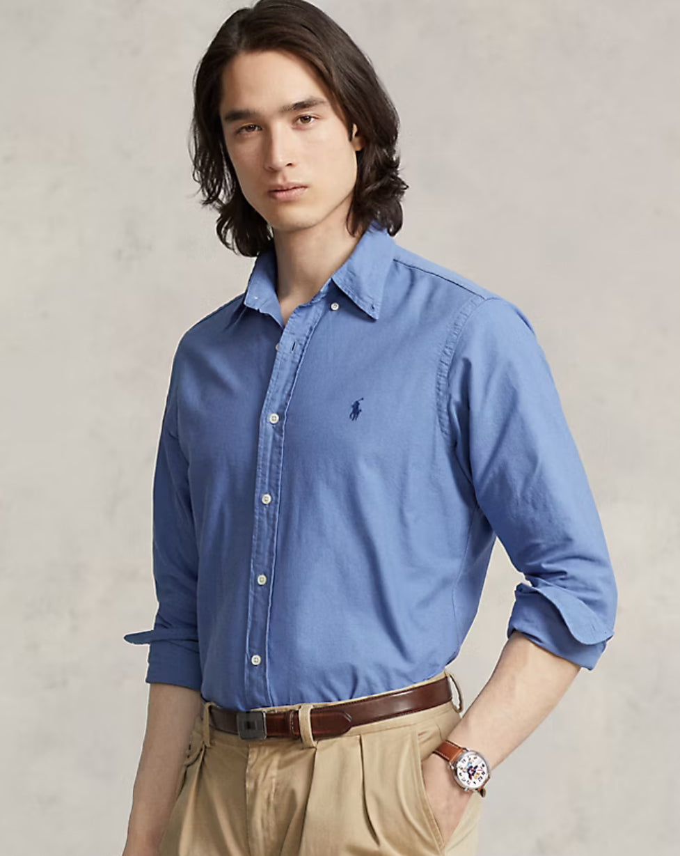 Garment Dyed Oxford Shirt - Bastille Blue