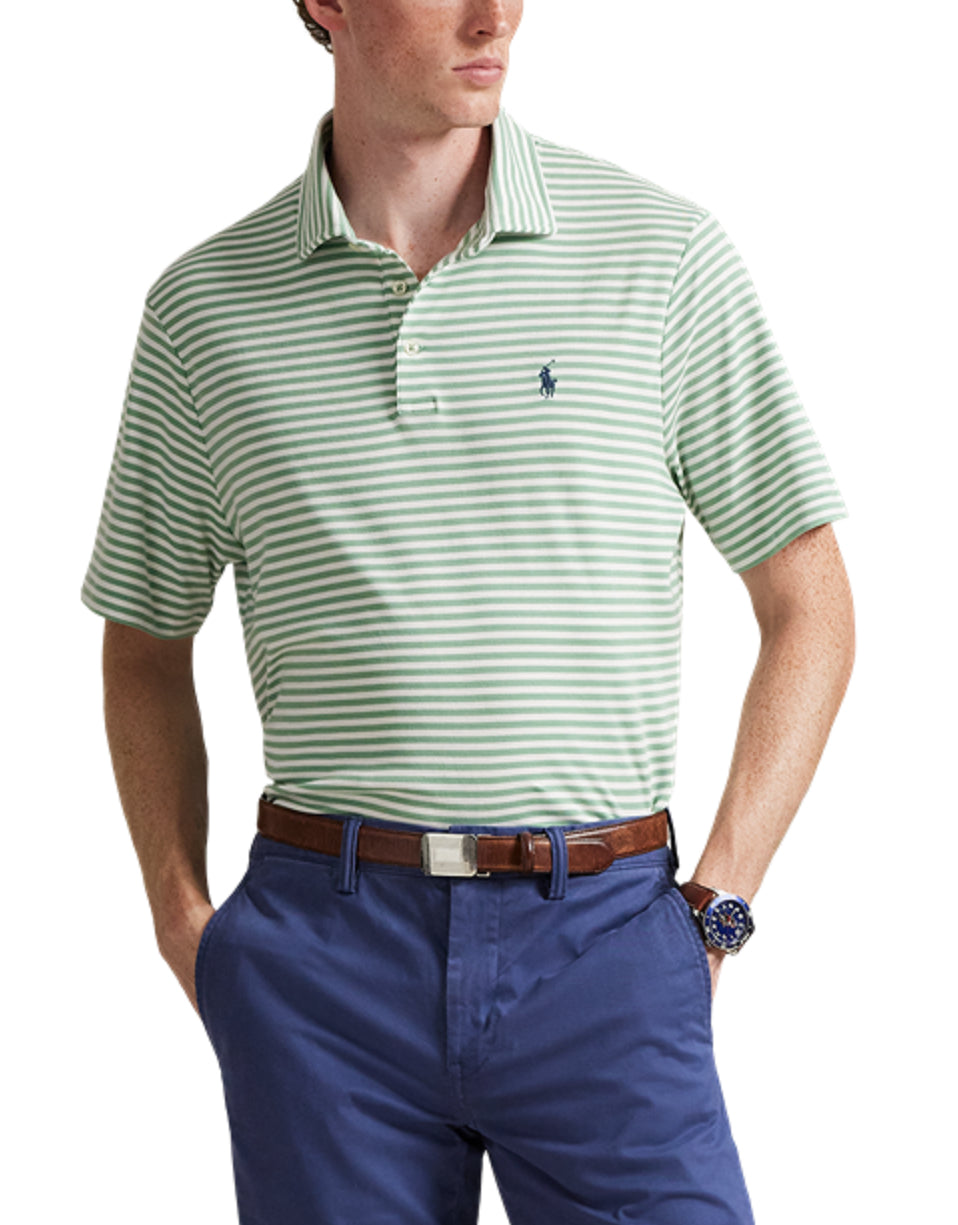 Yarn Dyed Interlock Polo - Mint/White Stripe