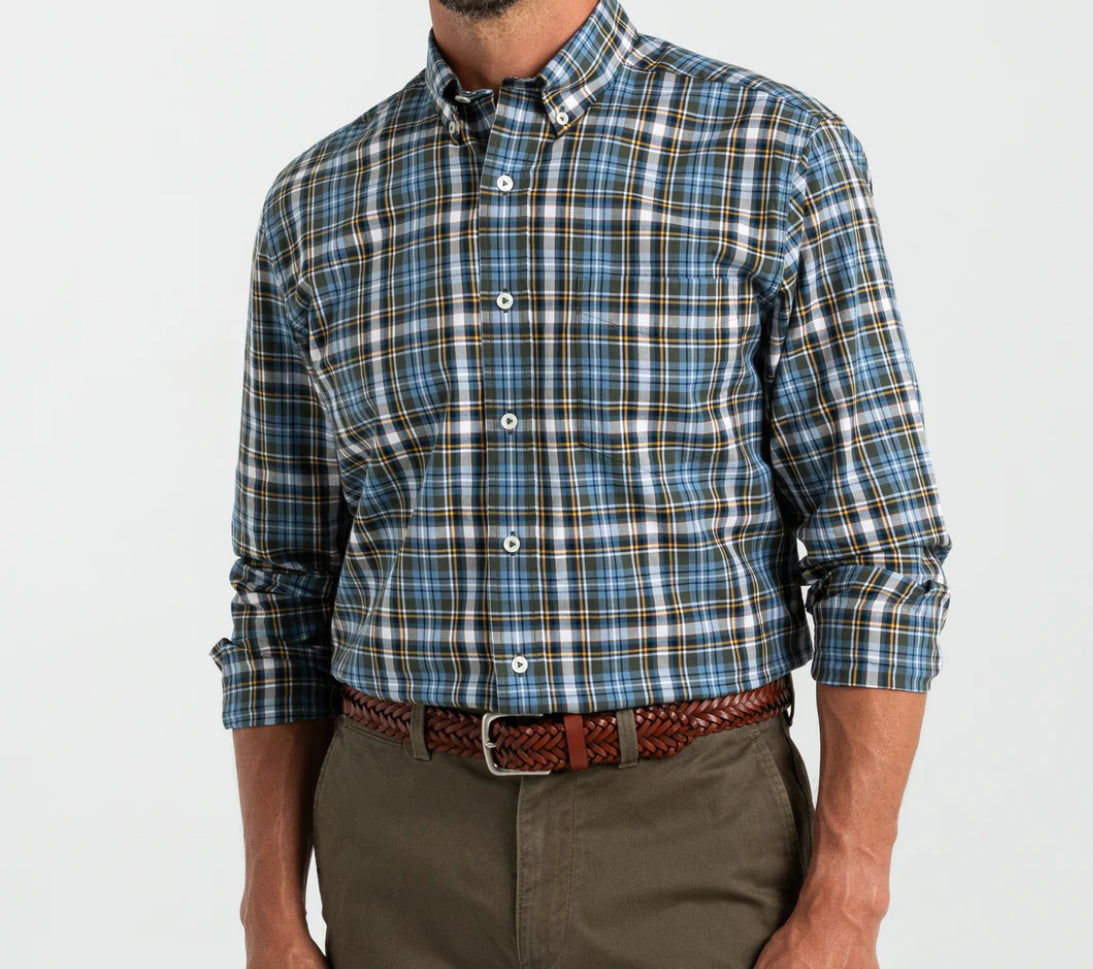 Hamlett Plaid Cotton Sport Shirt - GREEN