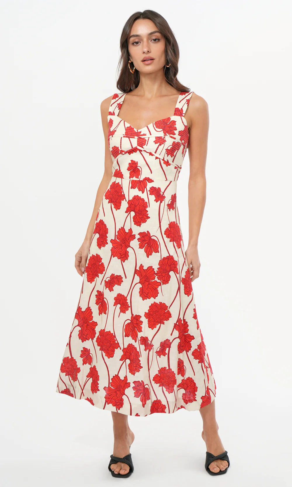 Madi Floral Linen Midi Dress