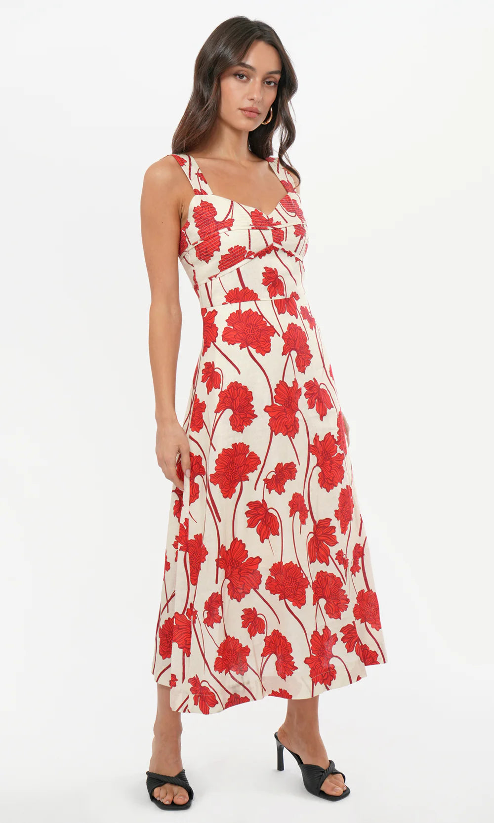 Madi Floral Linen Midi Dress