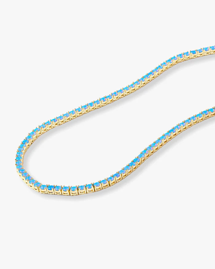 Grand Heiress Blue Opal Tennis Necklace 16"