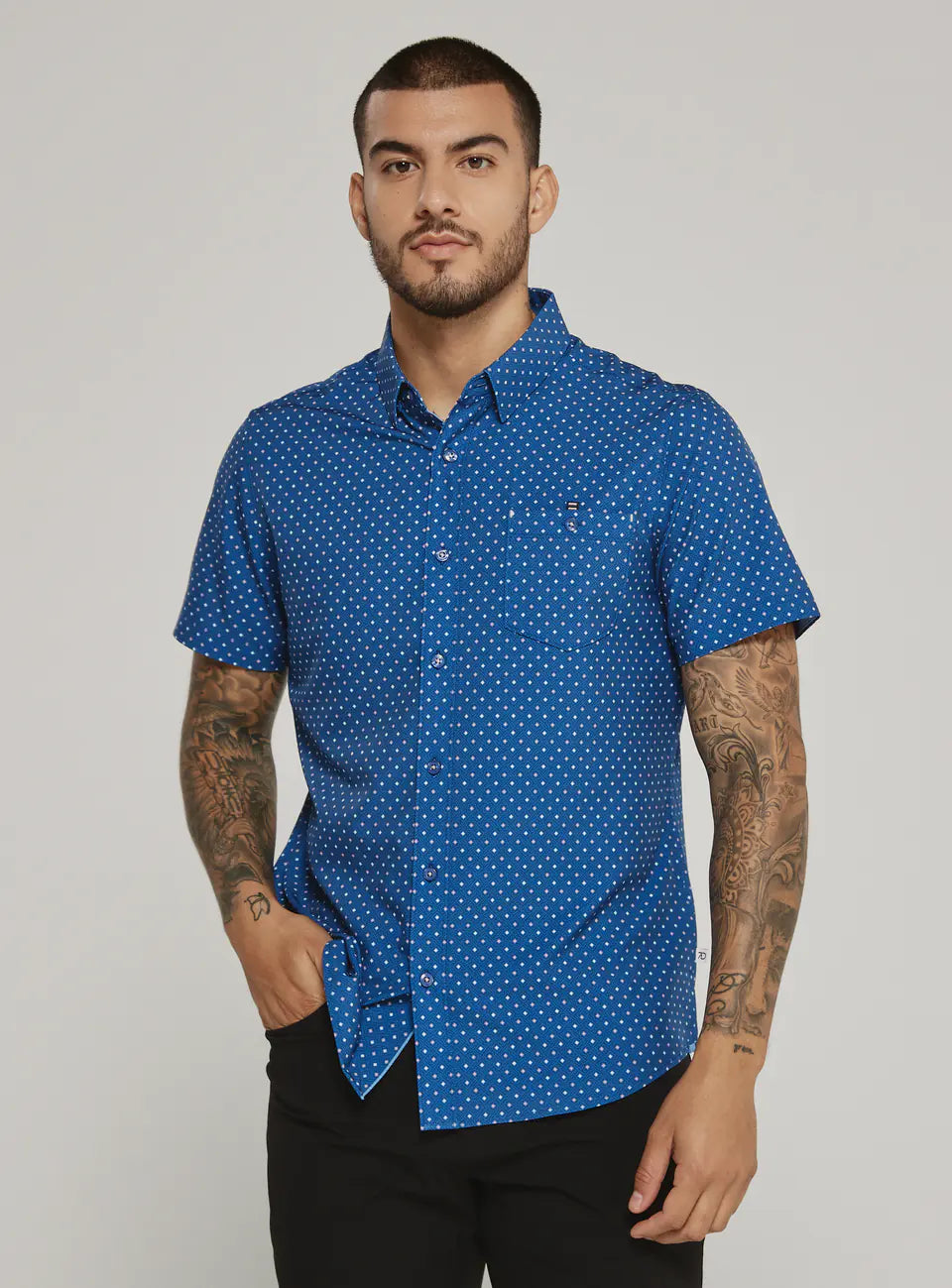 Lexter - Short Sleeve Shirt in Slate Blue