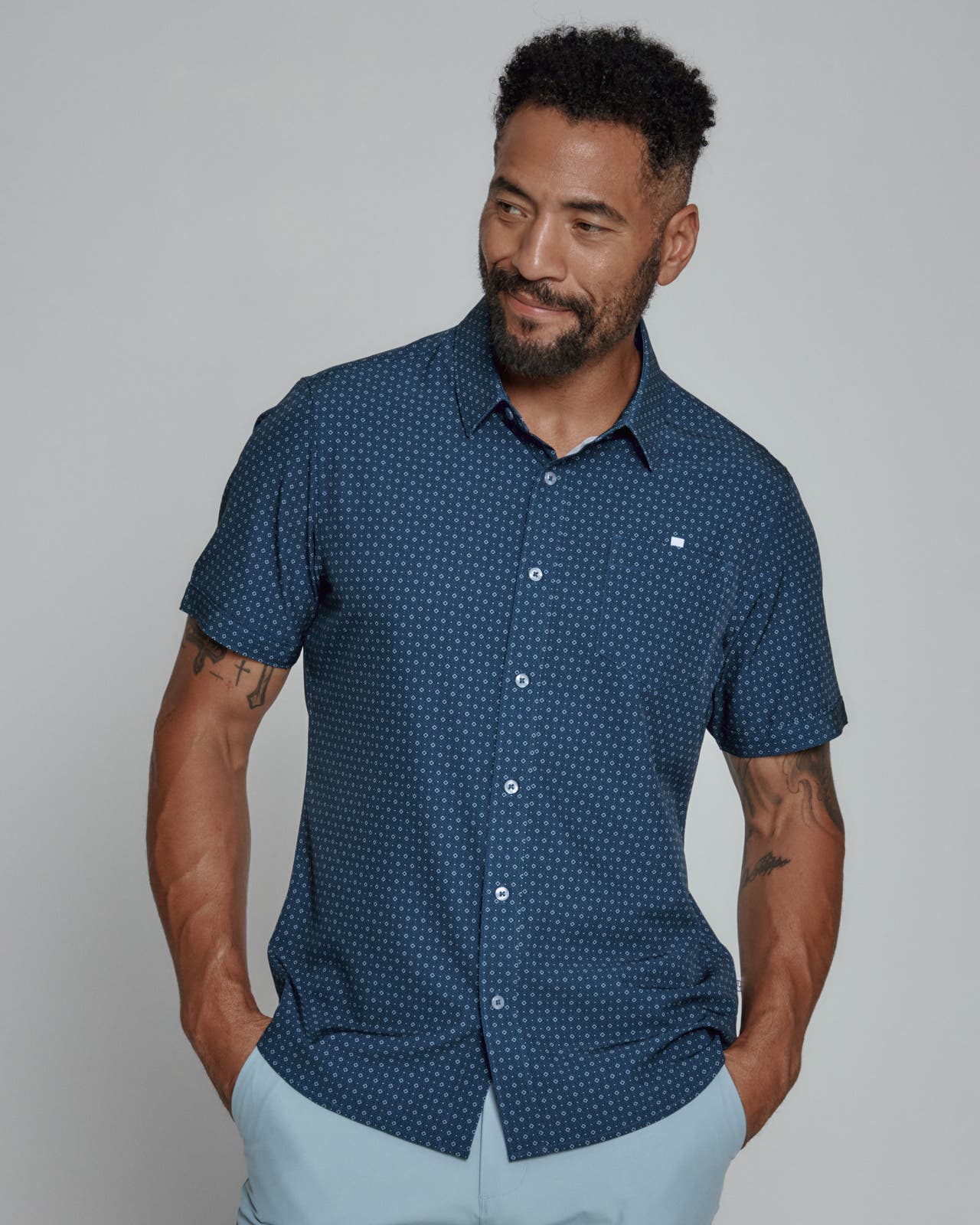 Piers Short Sleeve Shirt - NAVY