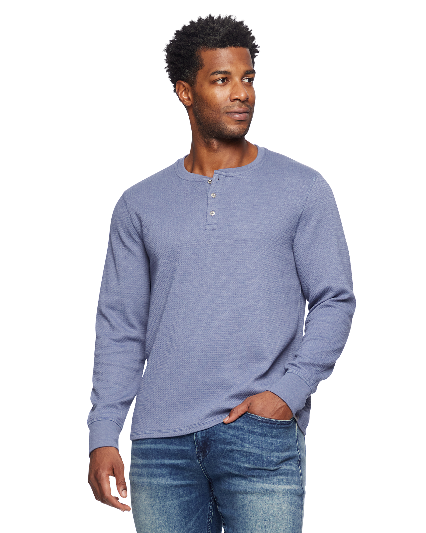 Chattsworth Waffle Henley - Blue