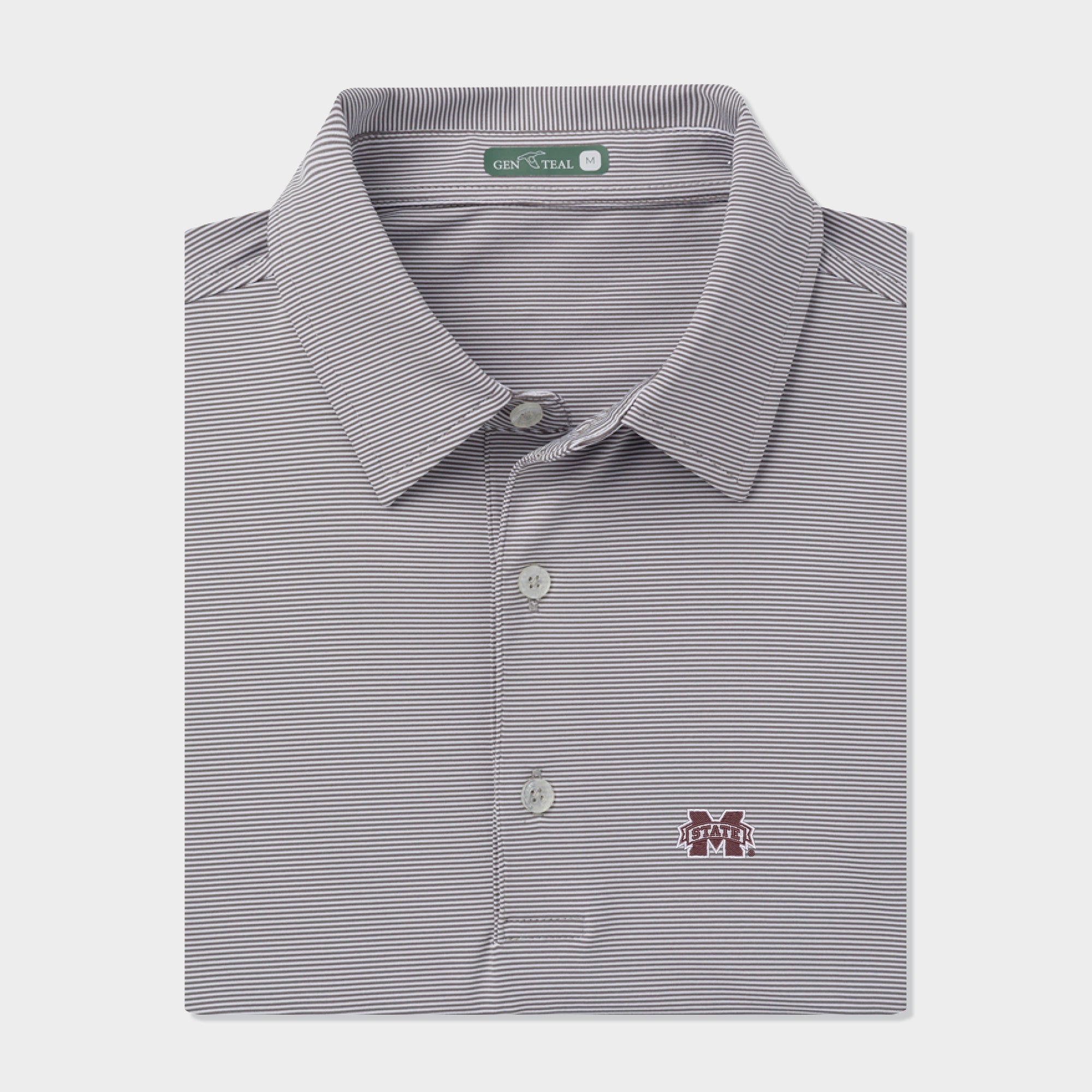 MSU Pinstripe Polo - CHARCOAL