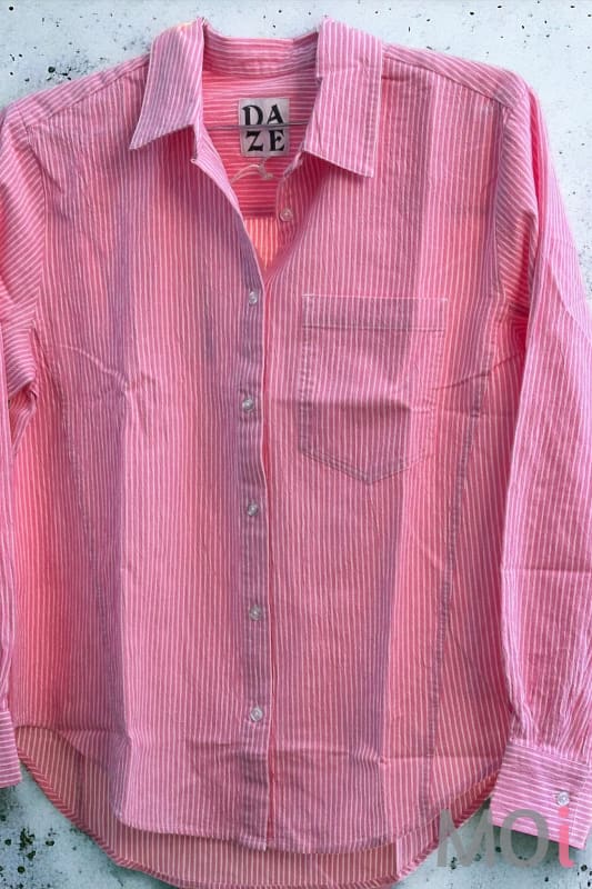 The Boyfriend Shirt-Pink Stripe