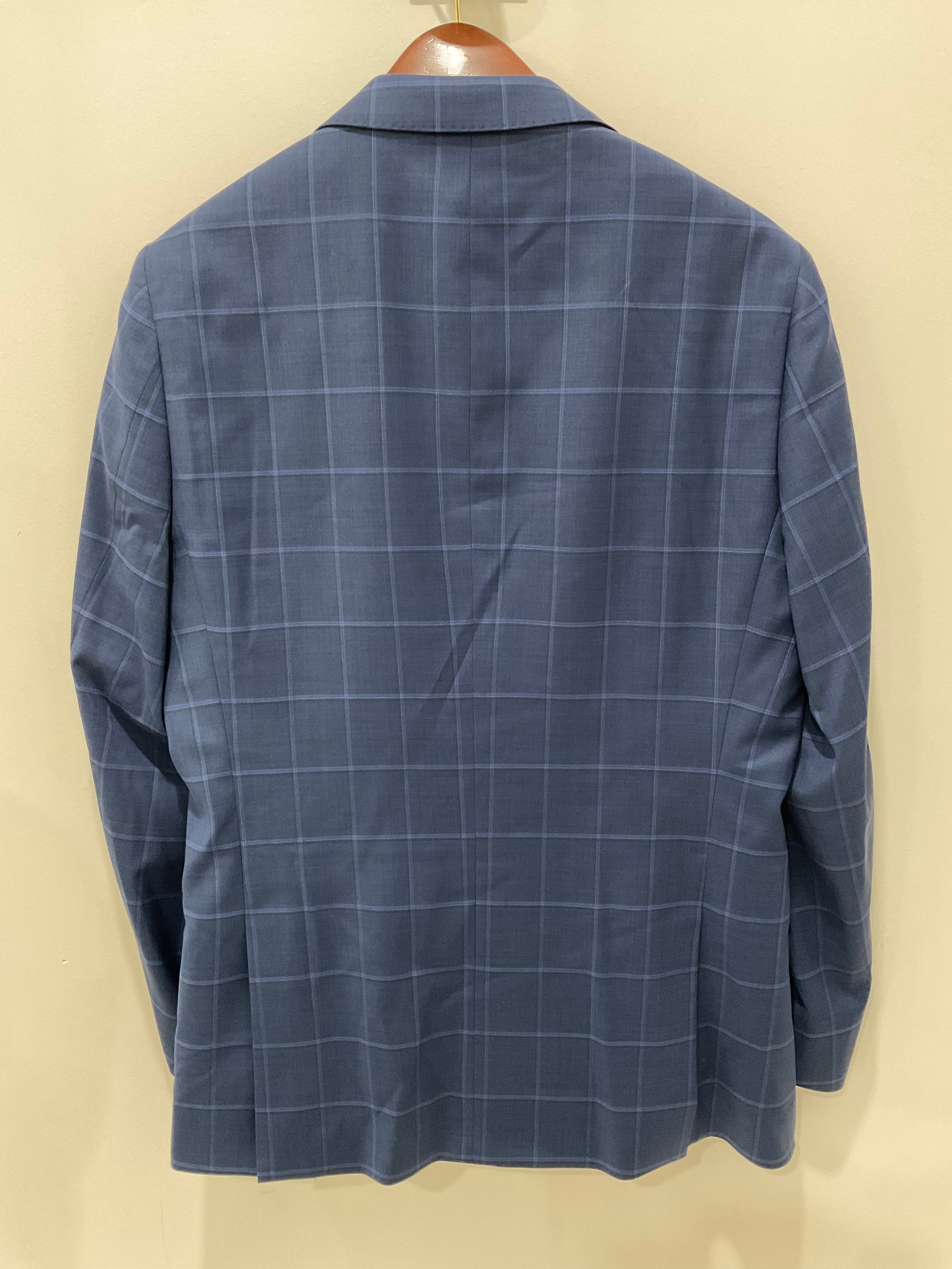 Navy Windowpane Stretch Wool Suit
