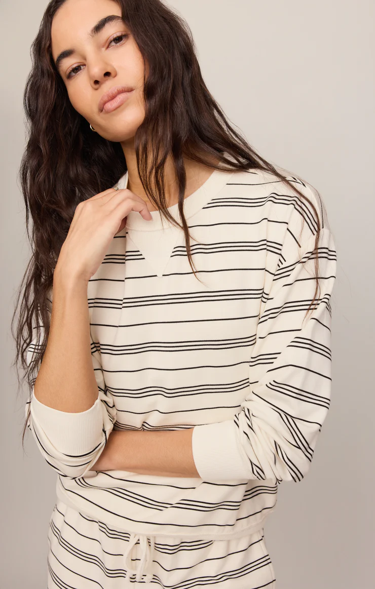 Stand Out Striped Sweatshirt - Cloud