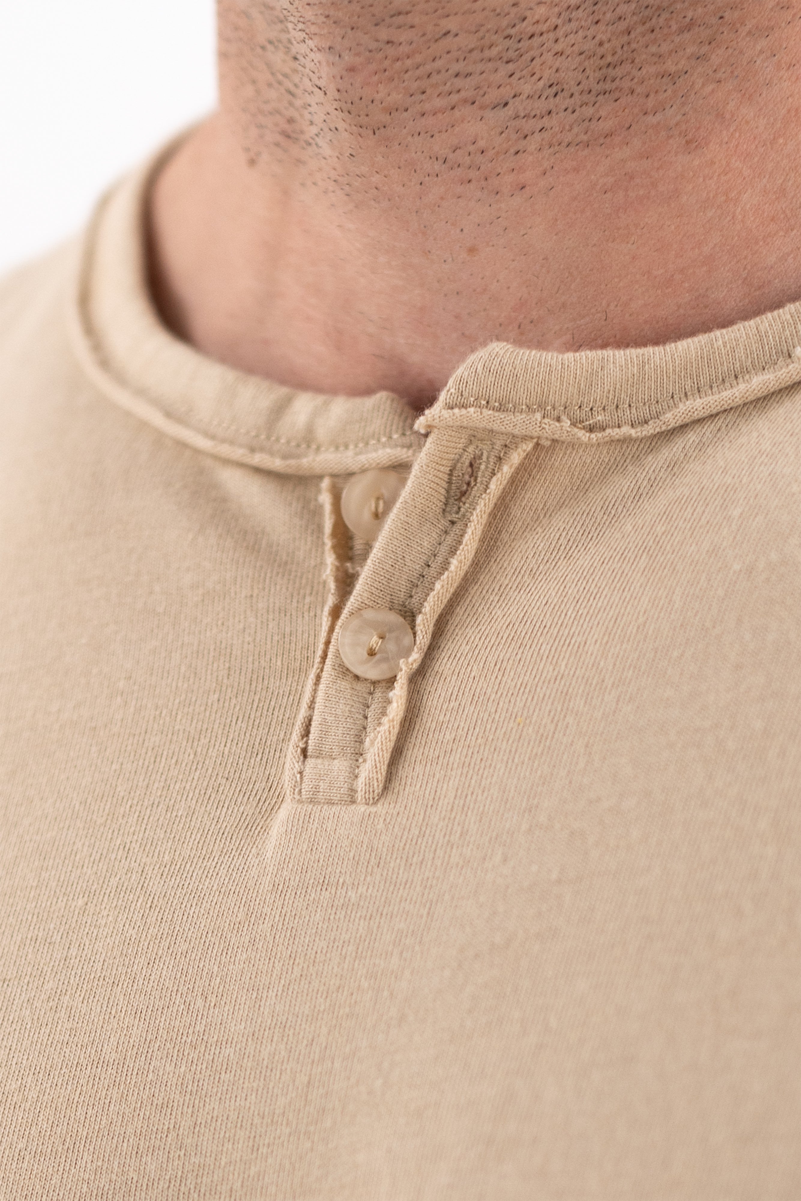 Long Sleeve Vintage Henley - Safari