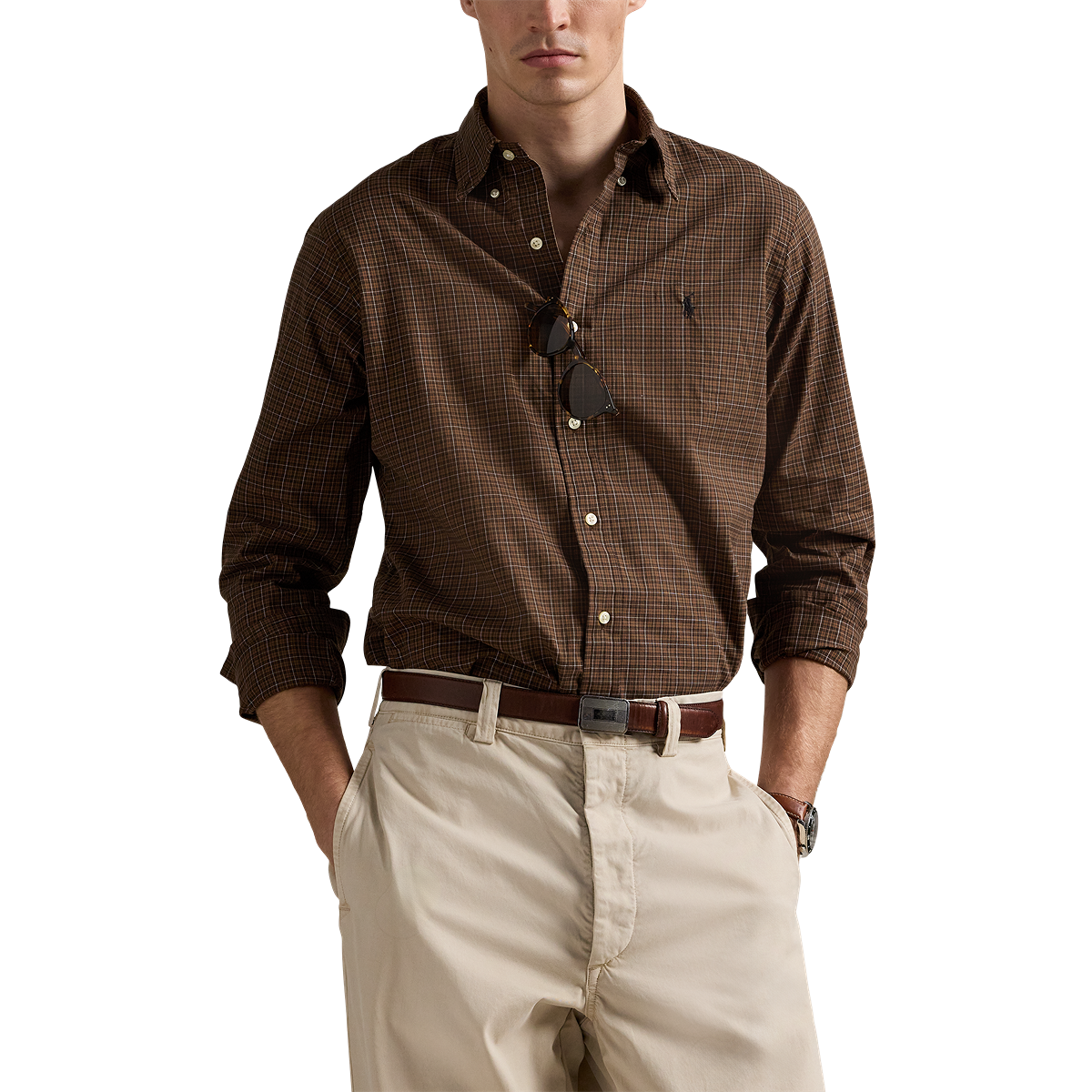Sanded Twill Sport Shirt - Brown Multi