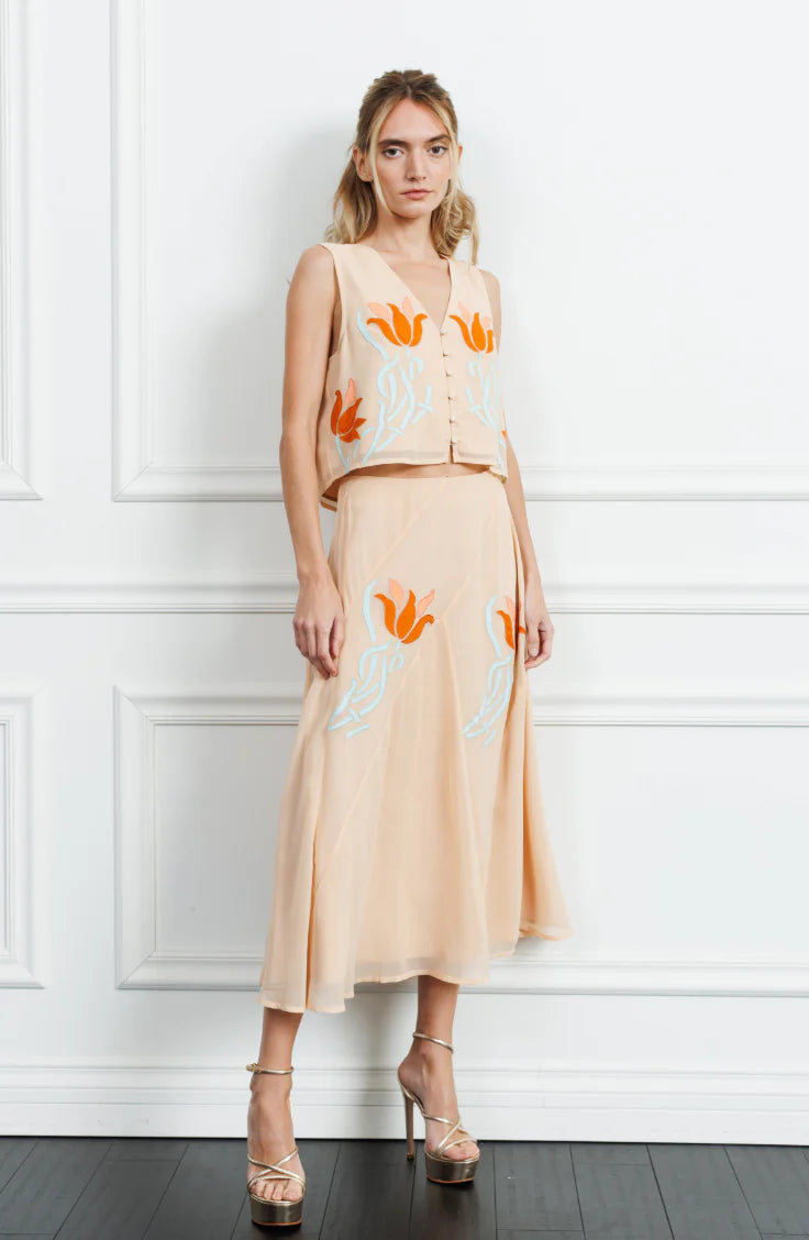 Roese Embroidered Midi Skirt