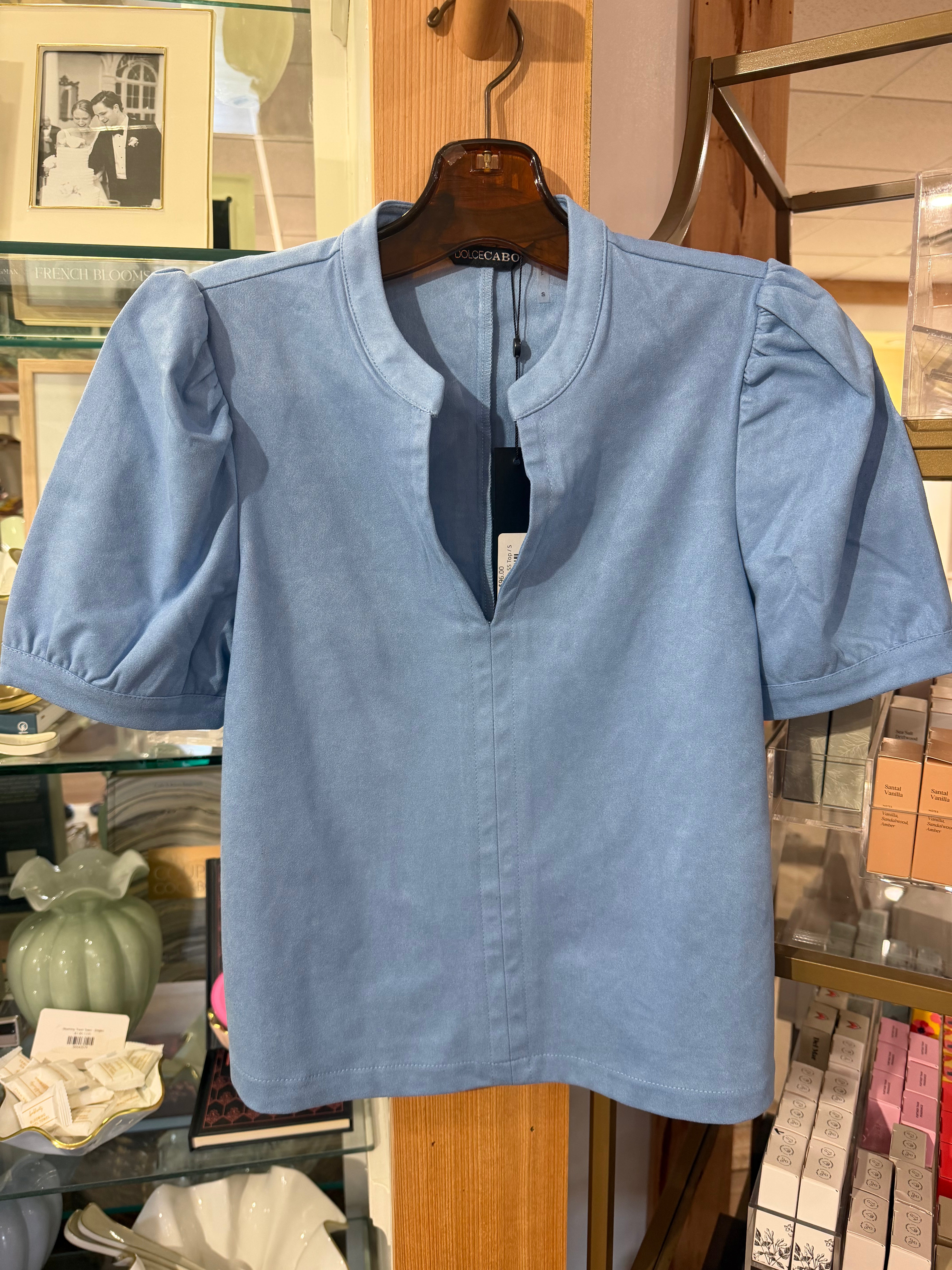 Faux Sky Blue SS Top