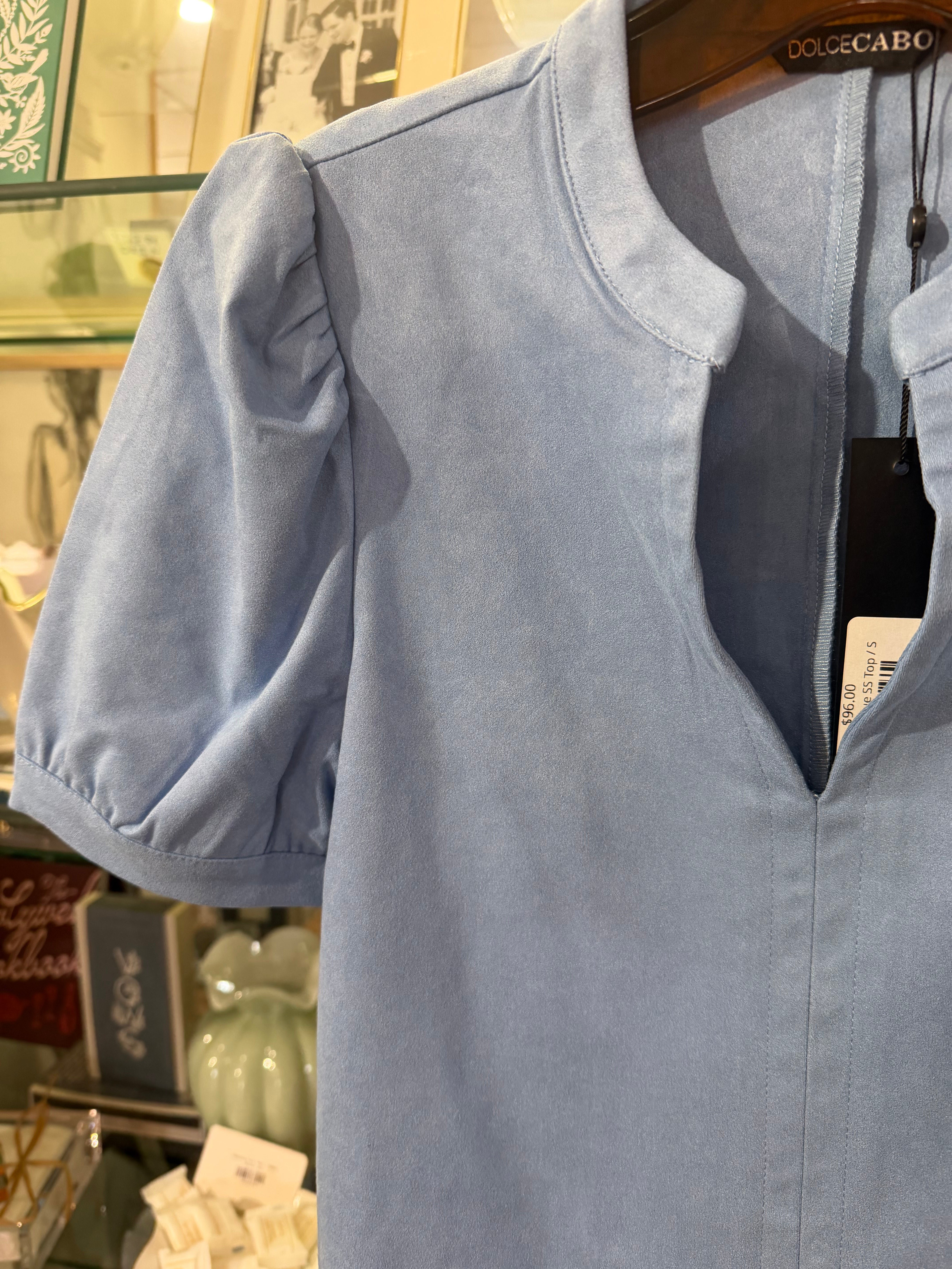 Faux Sky Blue SS Top