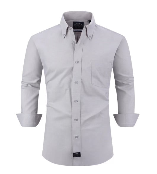 Eagle Stretch Neck Pinpoint Oxford Shirt in Grey