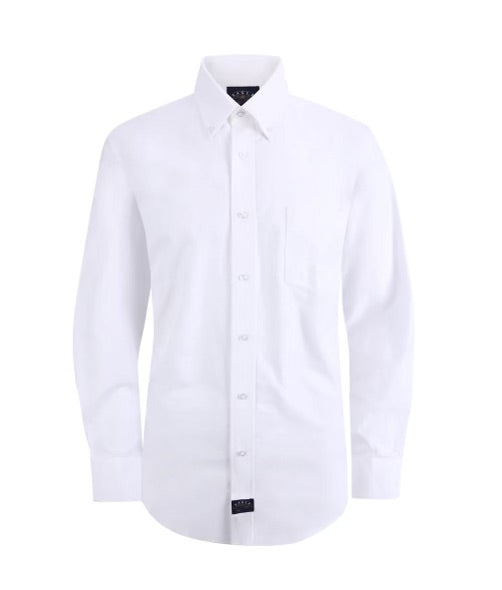 Eagle Stretch Neck Dress Solid Oxford Shirt In White