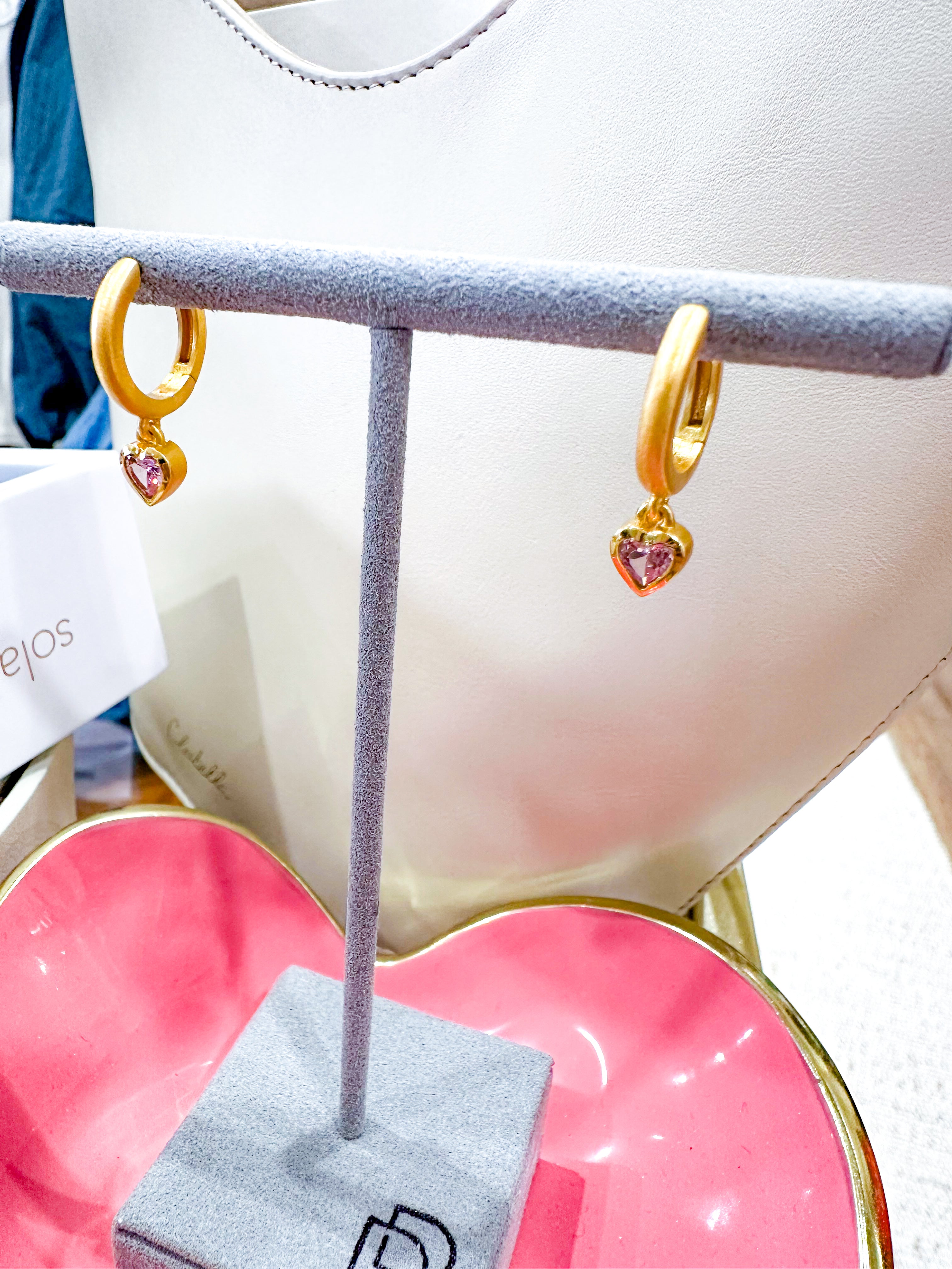 Cherie Heart Huggie Hoops-DD