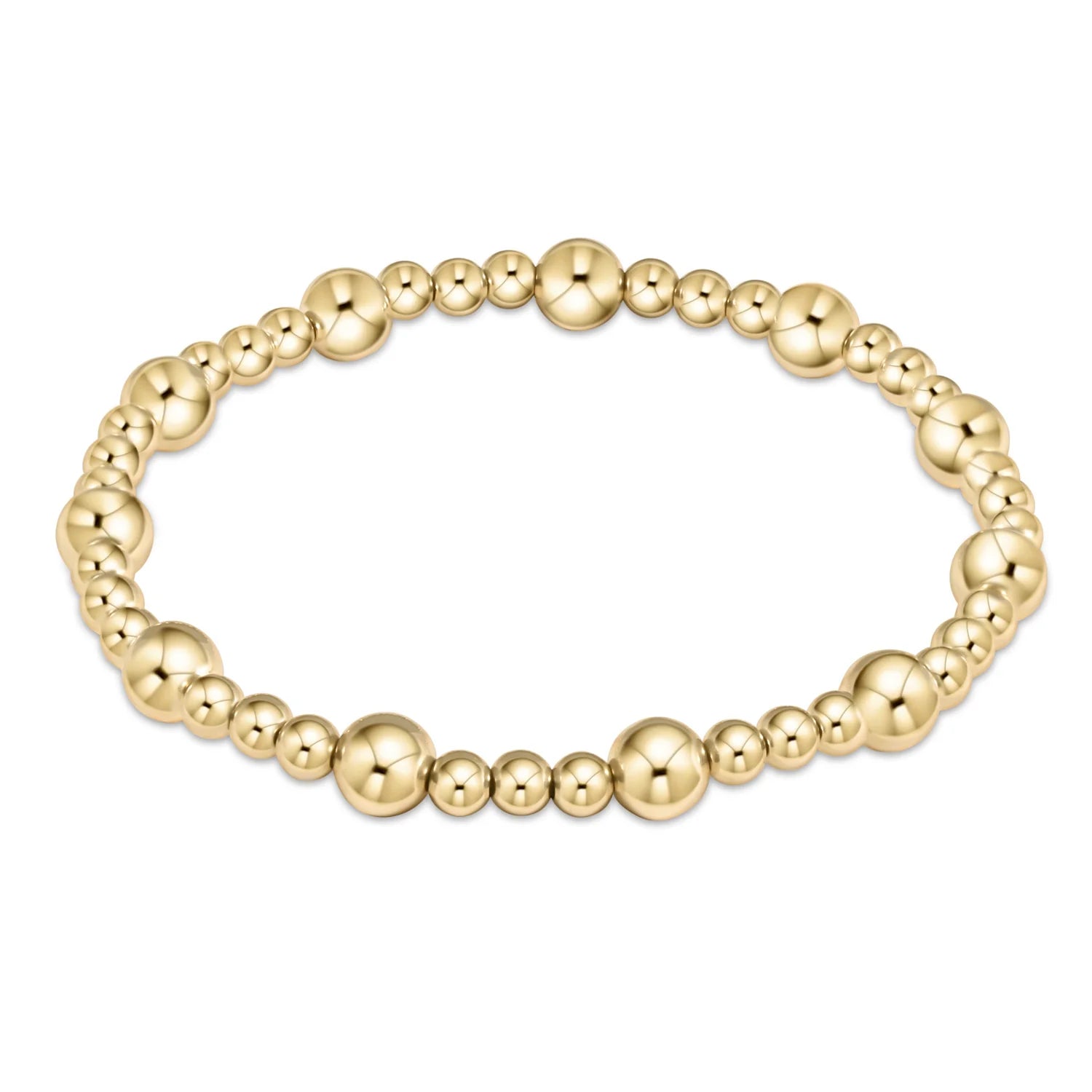 EN-Extends Classic Sincerity Pattern 6mm Bead Bracelet Gold