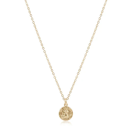 Protection Small Gold Disc 16" Necklace-EN