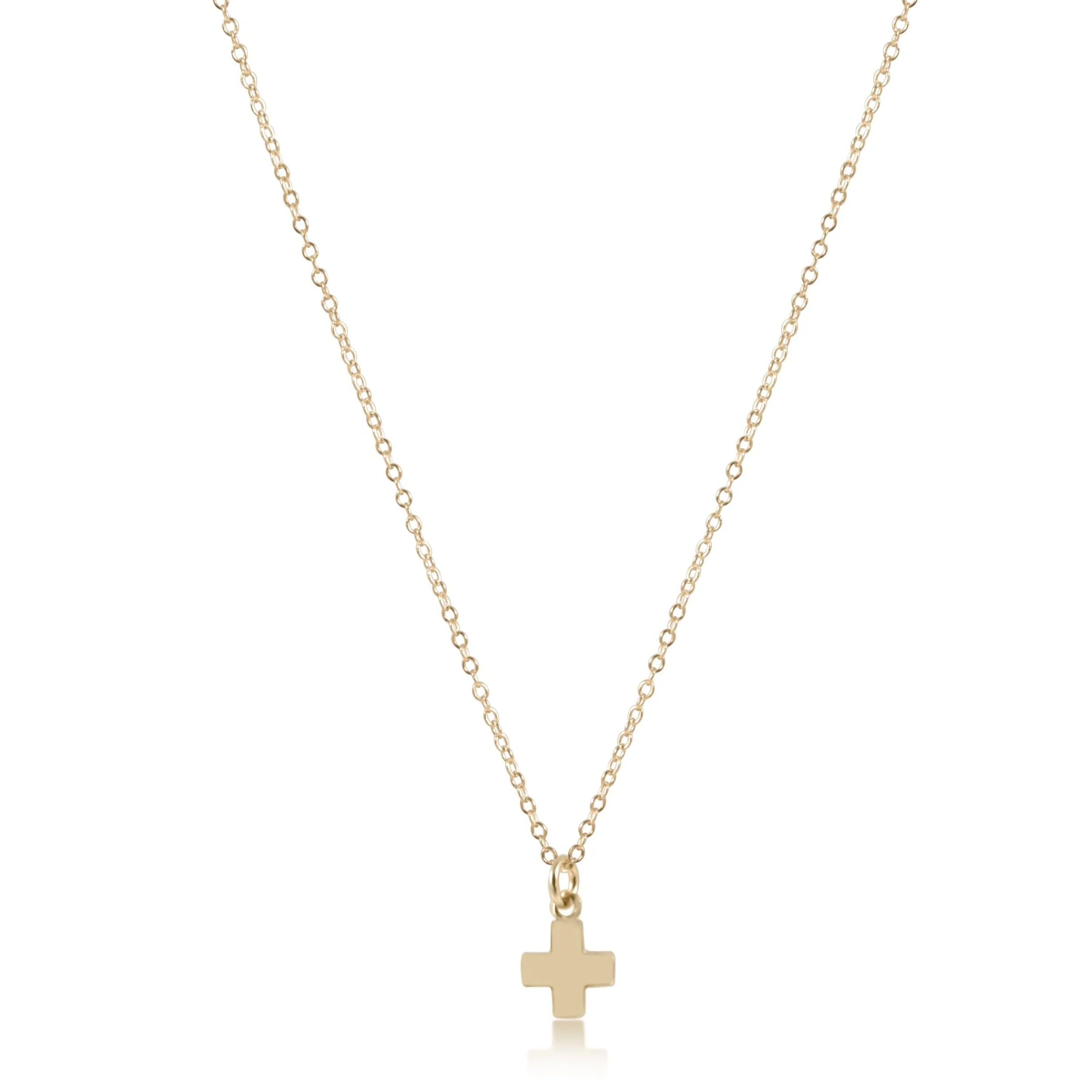 16" Necklace Gold -Signature Cross Small Gold Charm