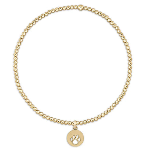 Classic Gold 2mm Bracelet-Paw Print Charm-EN