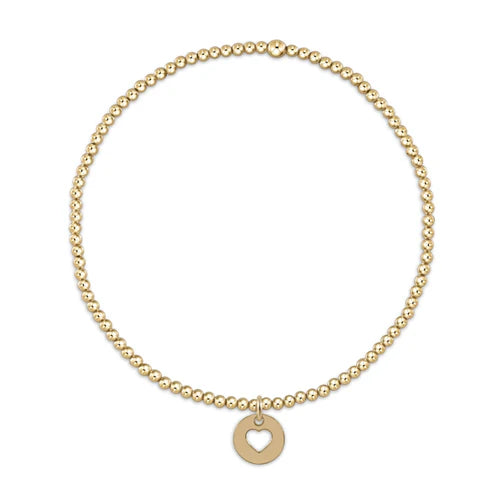 Classic Gold 2mm Bead Bracelet Love Gold Disc-EN