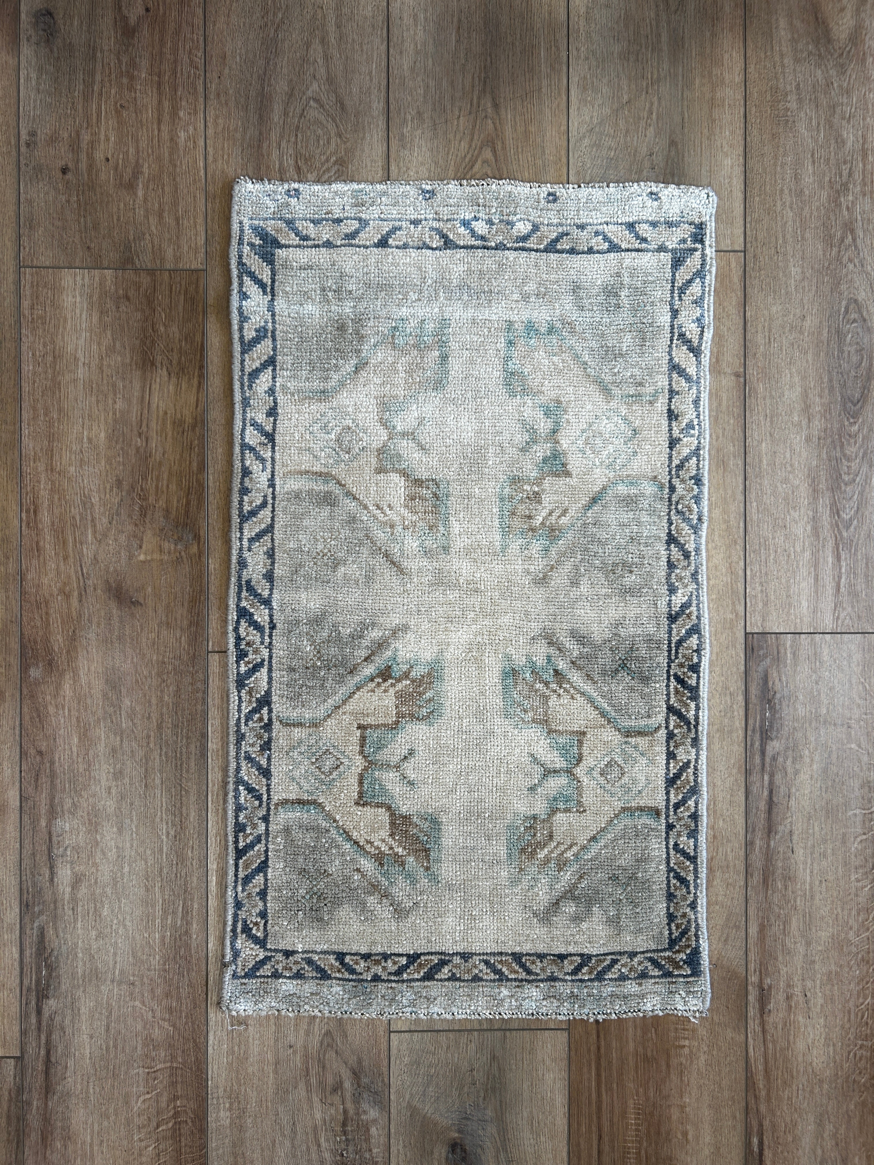 Small Oushak Rug - Brown and Blue