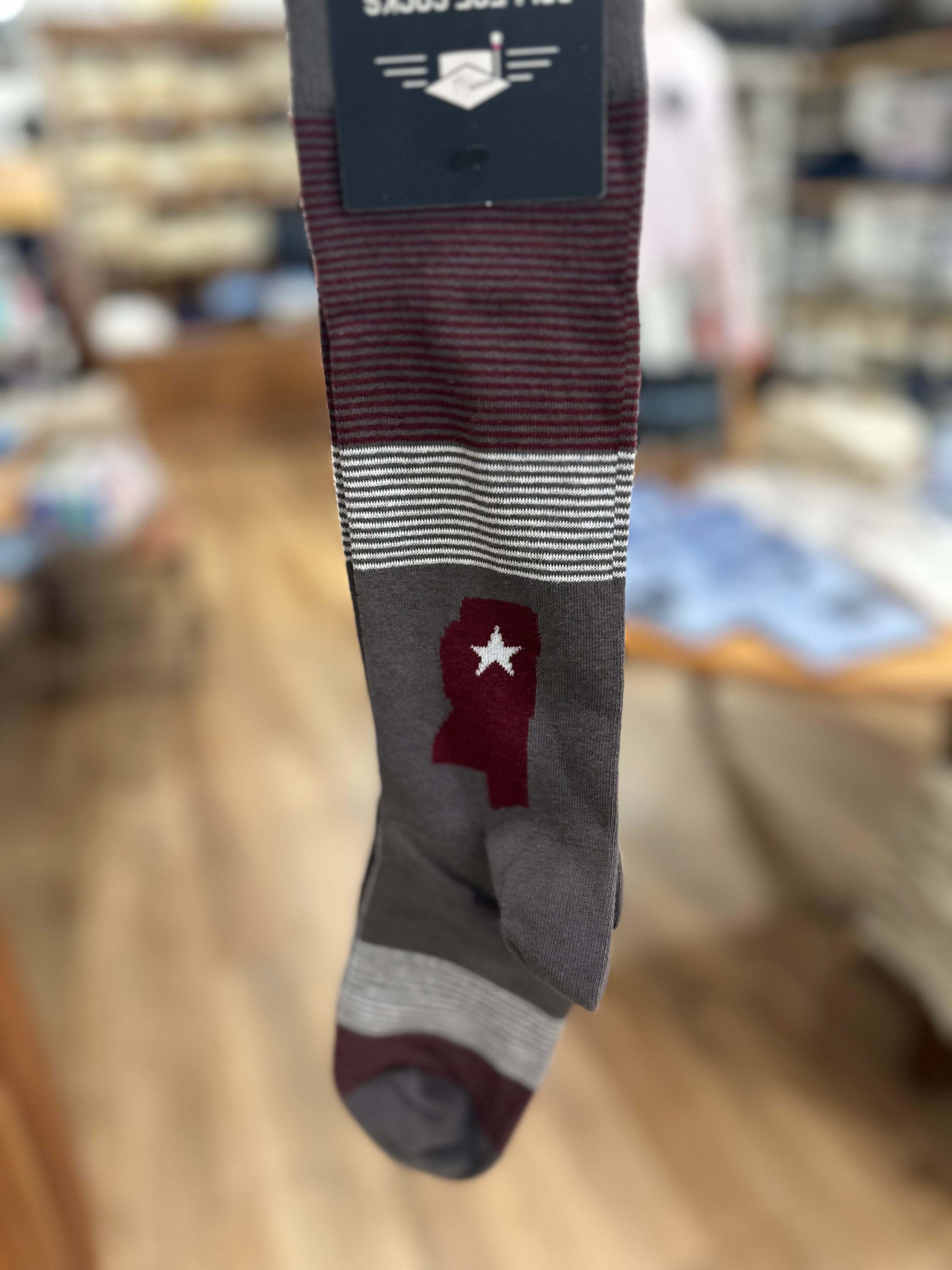 State And Stripe Mississippi Maroon Socks