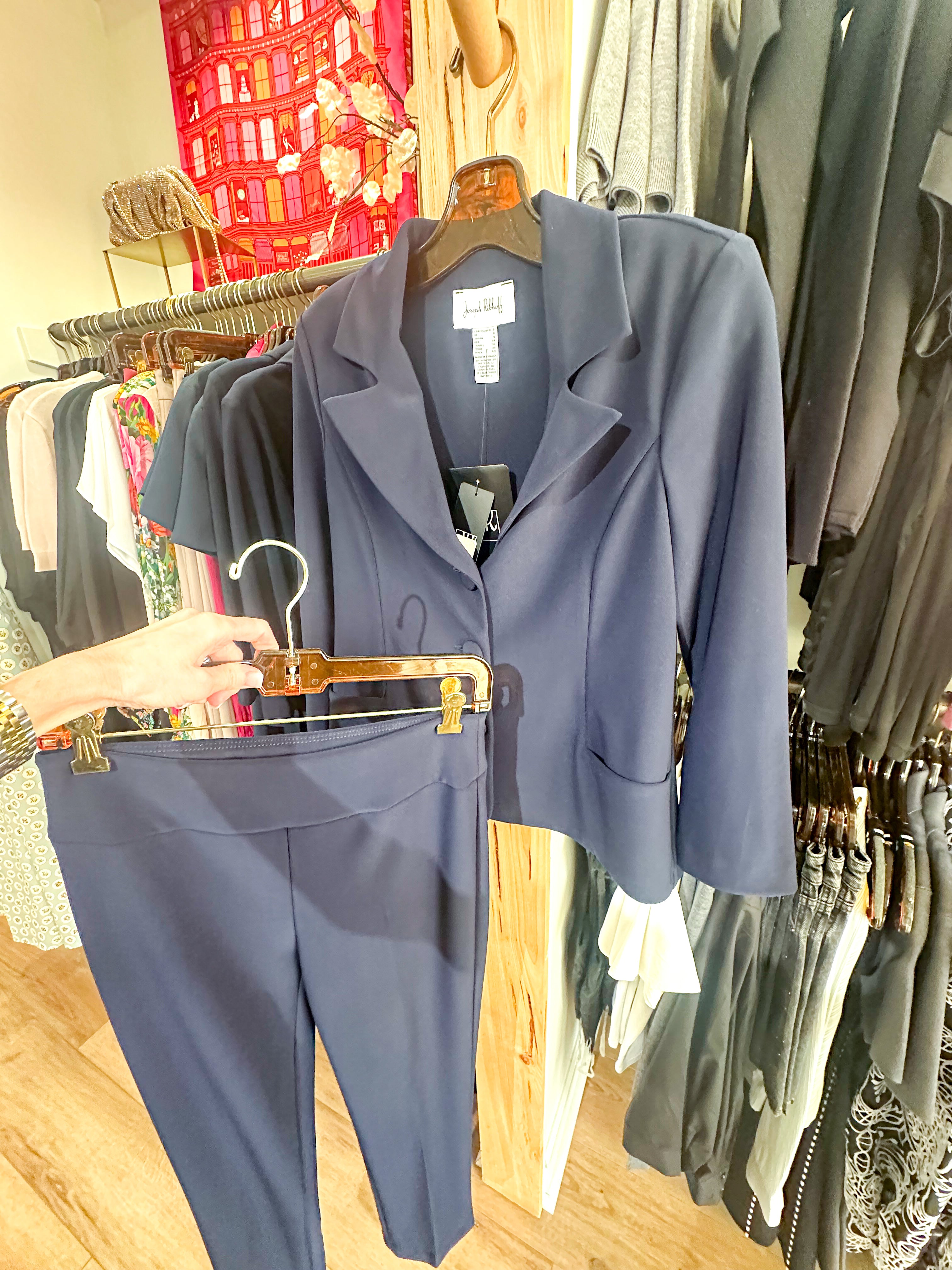 Joseph Ribkoff-Silky Knit Fitted Blazer-Midnight