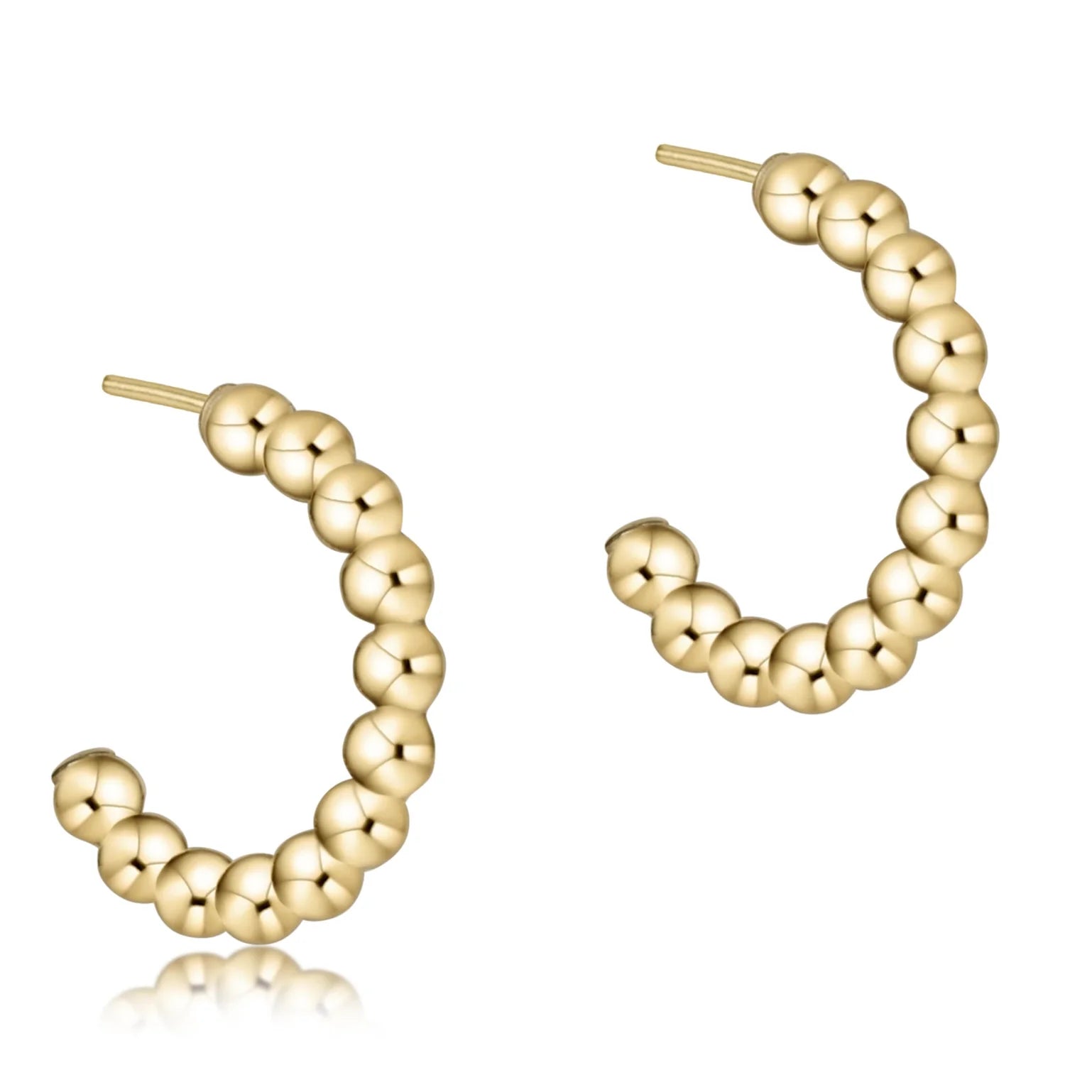 Beaded Classic 1" Post Hoop 3mm Gold-EN