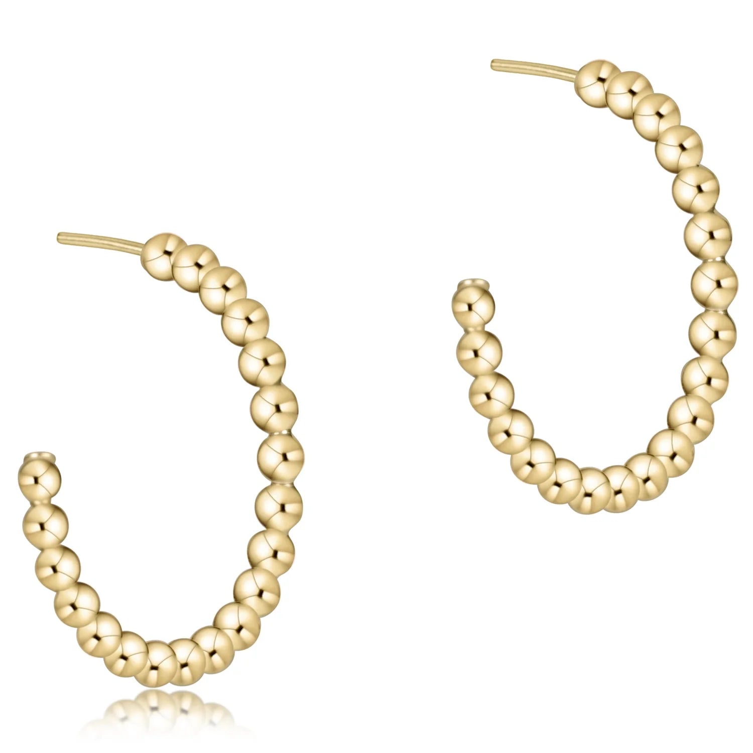 Beaded Classic 1.25" Post Hoop 4mm Gold-EN
