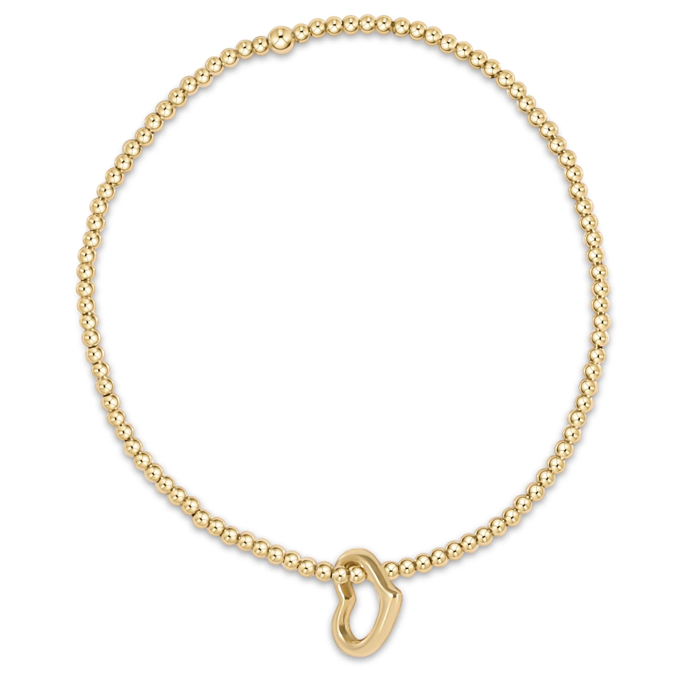 Classic Gold 2.5 mm Bead Bracelet Love Gold Charm-EN