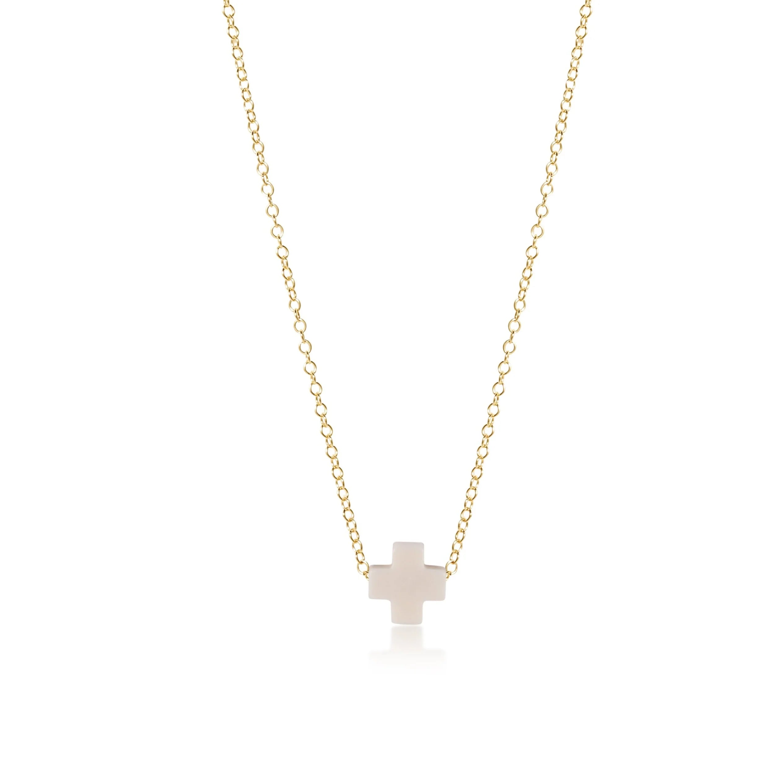 Signature Off-White Cross 16" Necklace in Gold-E.N.