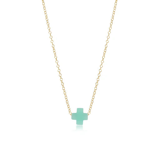 Signature Mint Cross 16" Necklace in Gold-E.N.