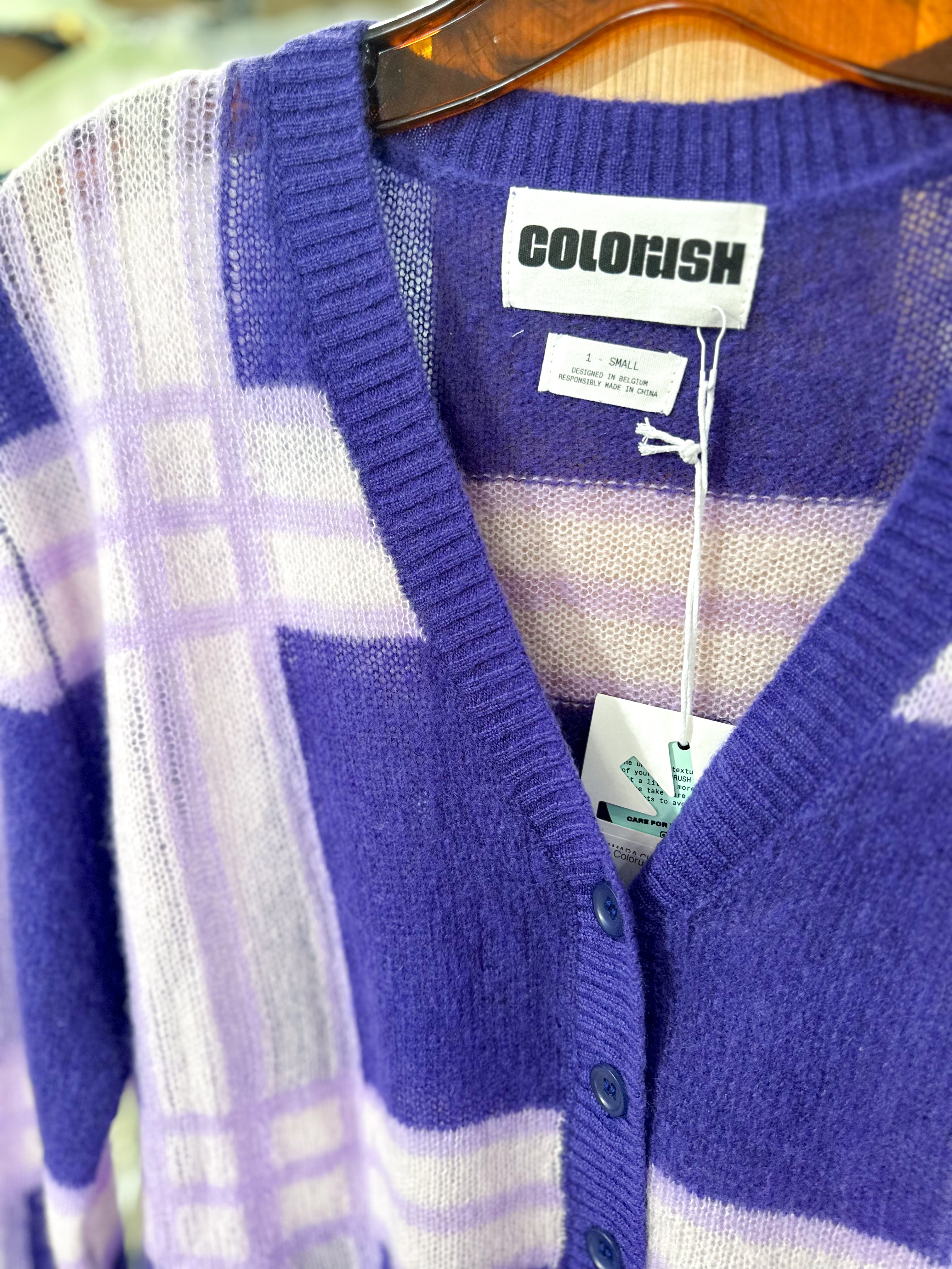 Colorush Amara Check Cardigan-Aura