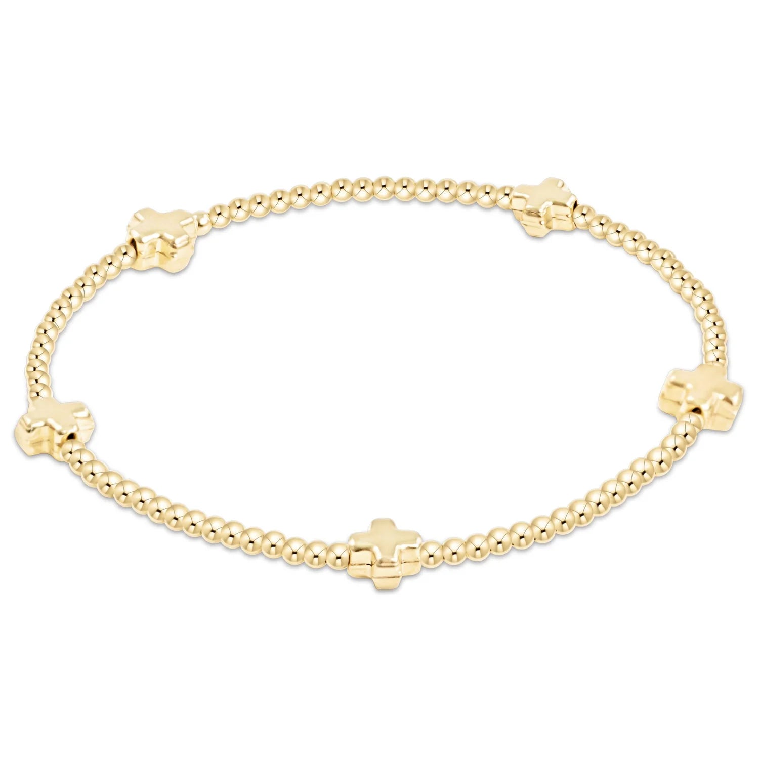 EN-Signature Cross Small 2mm Gold Bracelet