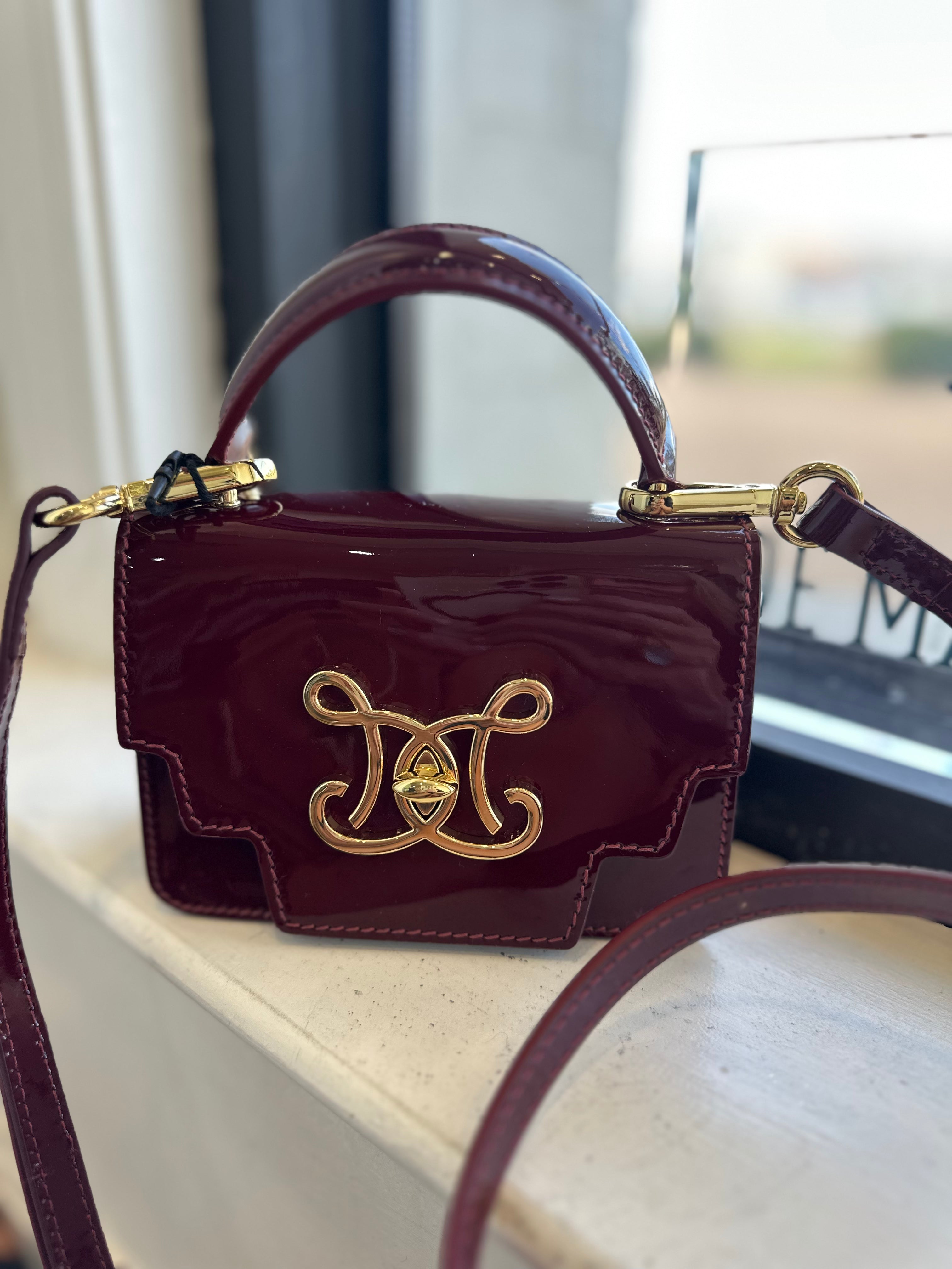 De Marquet Mini Box Bag- Merlot Patent