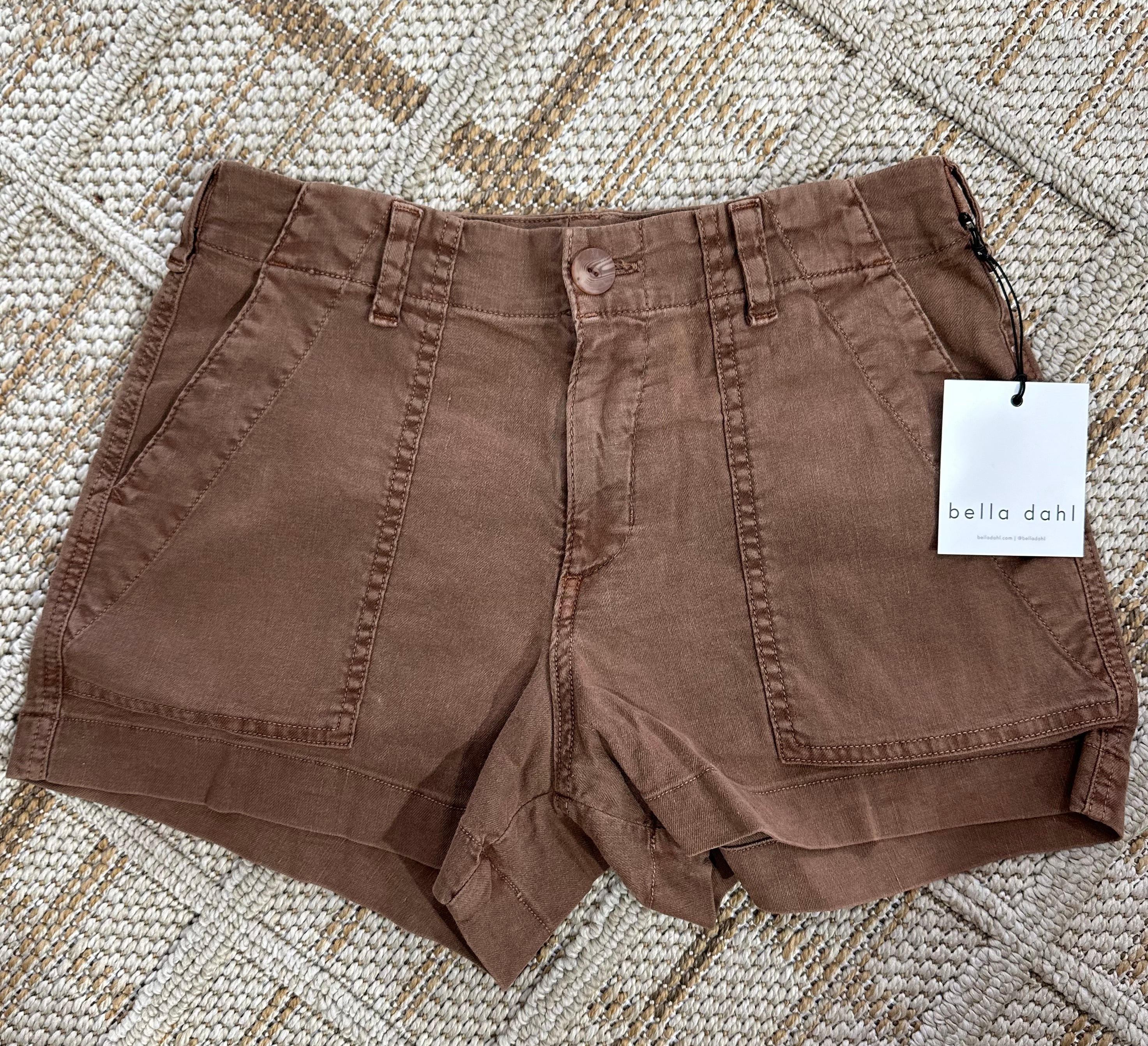 Utility Tab Trouser Shorts-Sahara Brown